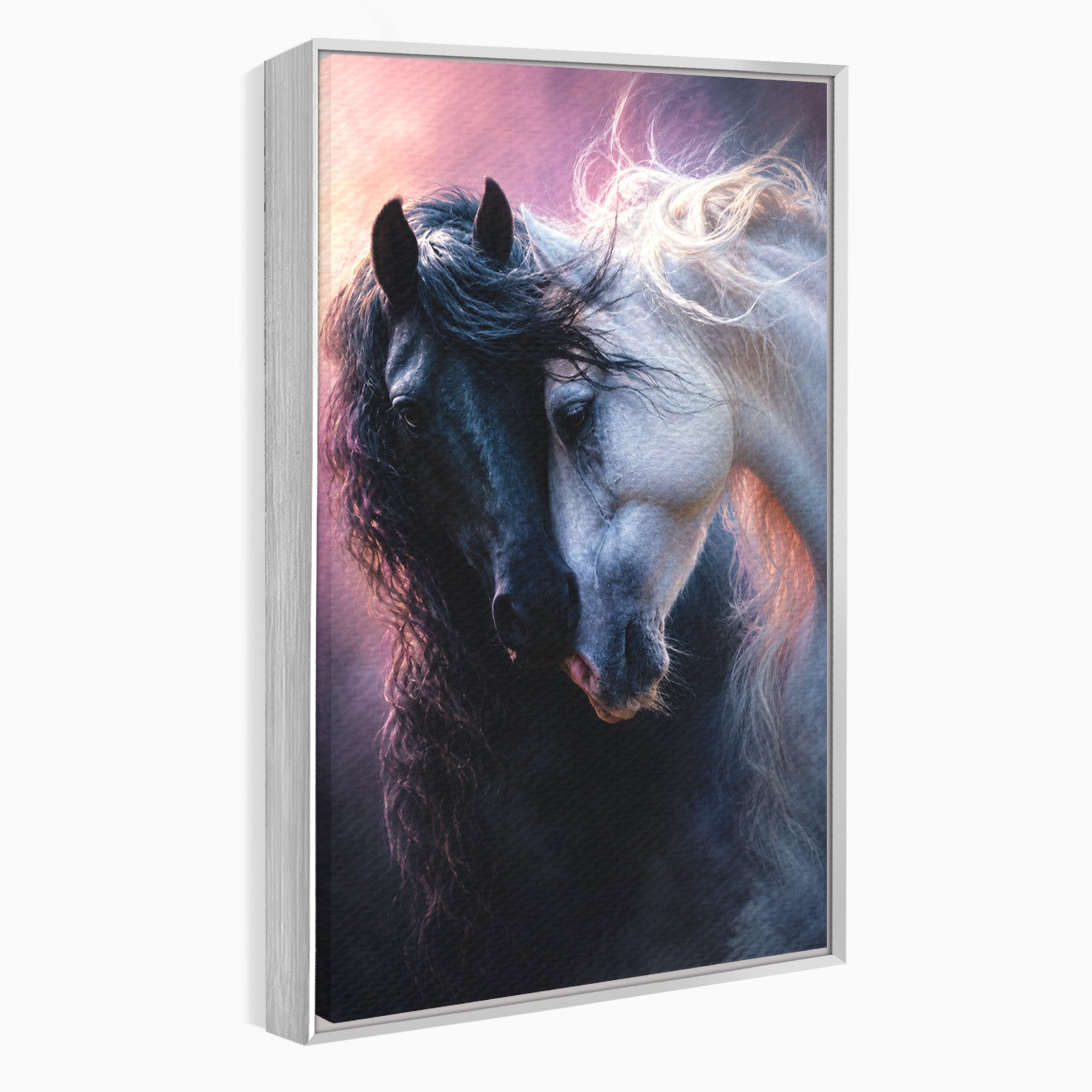 Tablou Canvas Premium LuxCanva® M1639, Cai In Armonie, Cai, Armonie, Eleganta, Animale, Dormitor, Culori Vibrante