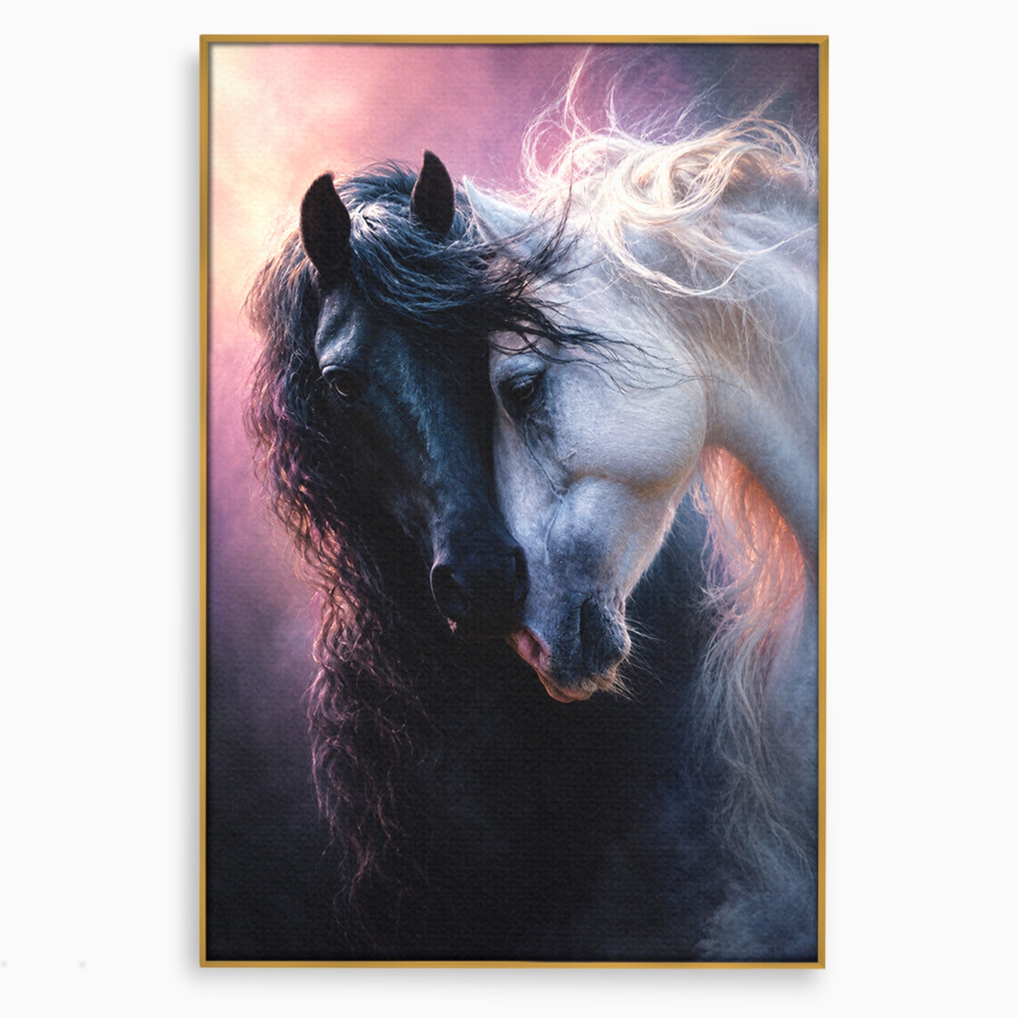 Tablou Canvas Premium LuxCanva® M1639, Cai In Armonie, Cai, Armonie, Eleganta, Animale, Dormitor, Culori Vibrante