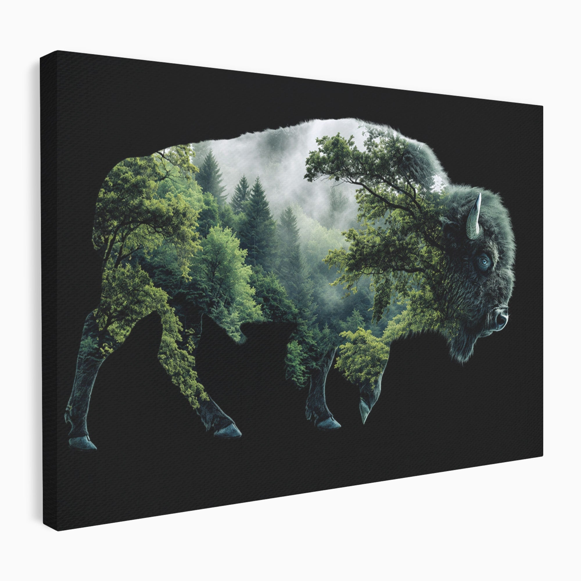 Tablou Canvas Premium LuxCanva® M1641, Bizonul Padurii, Bizon, Padure, Natura, Animale, Living, Culori Vibrante