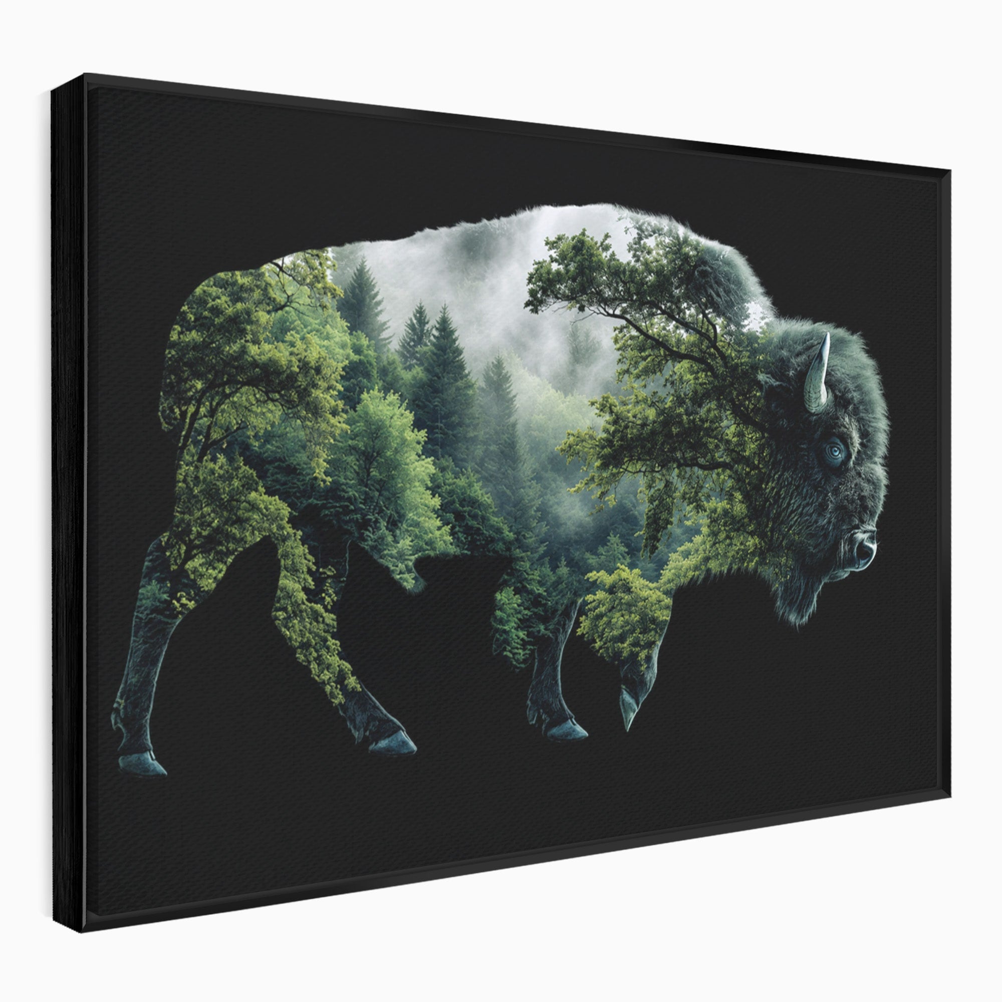 Tablou Canvas Premium LuxCanva® M1641, Bizonul Padurii, Bizon, Padure, Natura, Animale, Living, Culori Vibrante