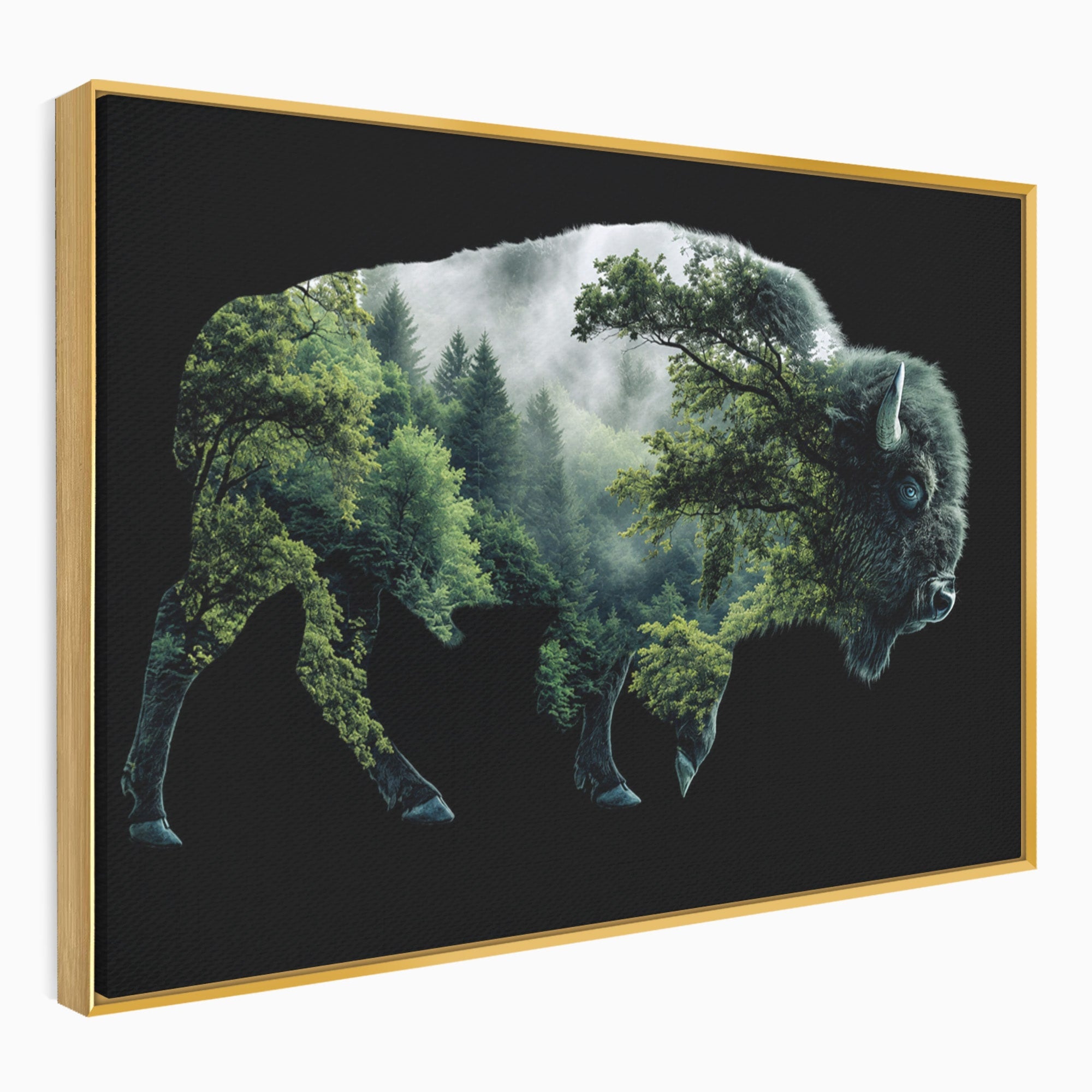Tablou Canvas Premium LuxCanva® M1641, Bizonul Padurii, Bizon, Padure, Natura, Animale, Living, Culori Vibrante