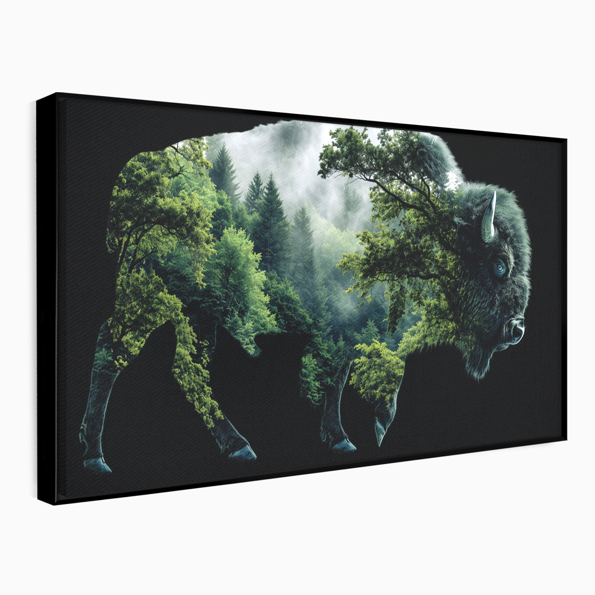 Tablou Canvas Premium LuxCanva® M1641, Bizonul Padurii, Bizon, Padure, Natura, Animale, Living, Culori Vibrante
