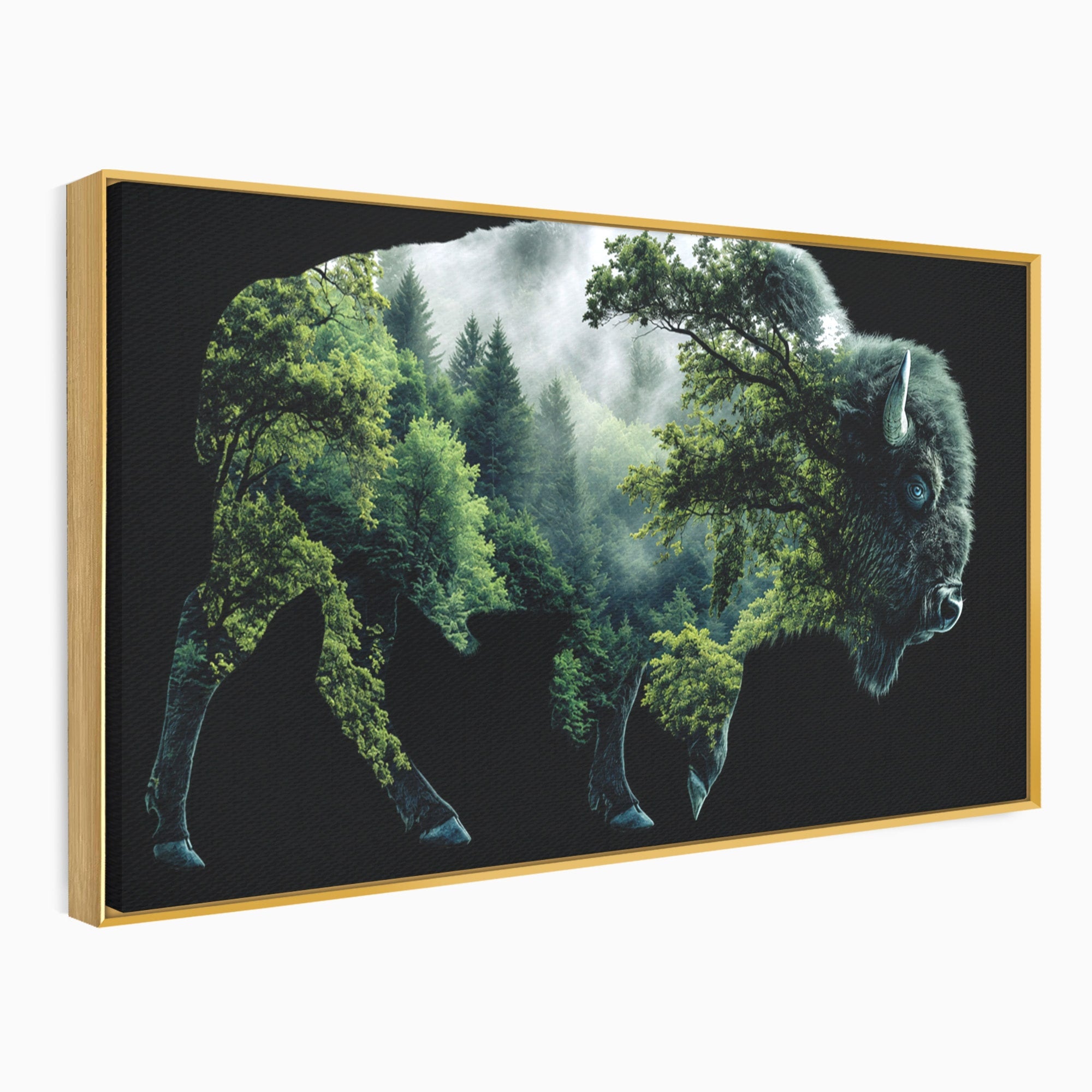 Tablou Canvas Premium LuxCanva® M1641, Bizonul Padurii, Bizon, Padure, Natura, Animale, Living, Culori Vibrante