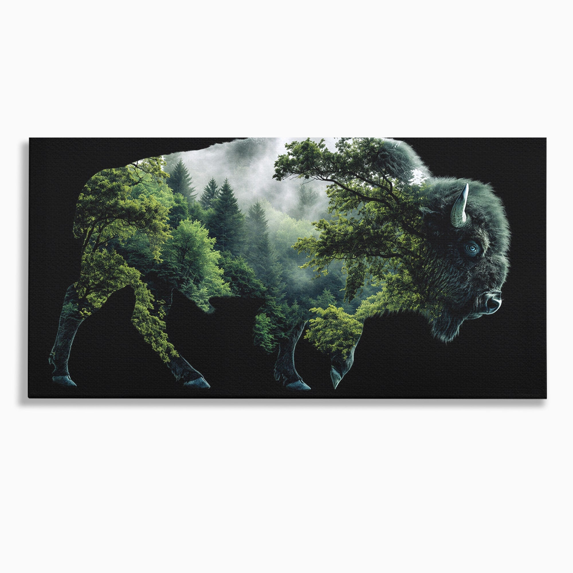 Tablou Canvas Premium LuxCanva® M1641, Bizonul Padurii, Bizon, Padure, Natura, Animale, Living, Culori Vibrante