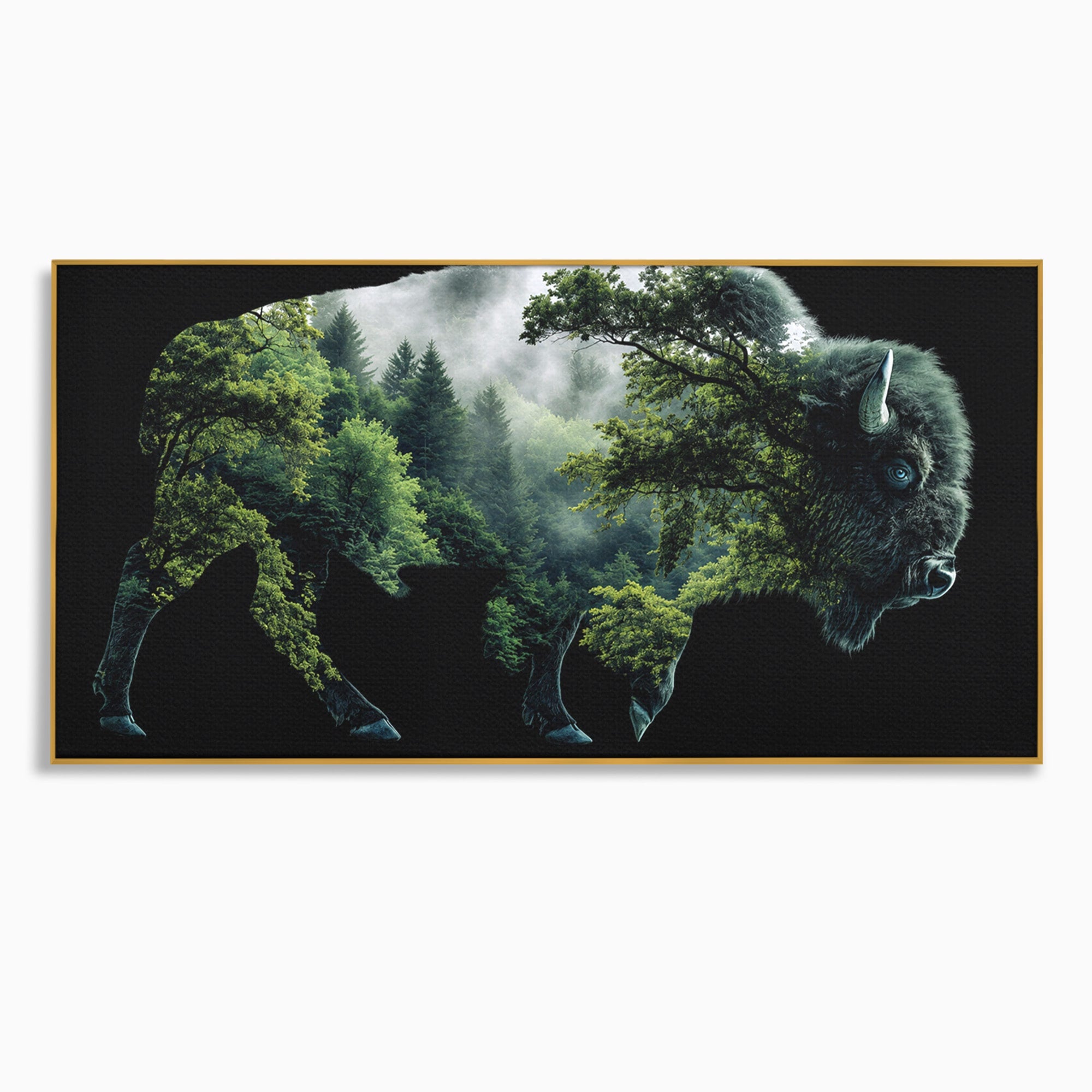 Tablou Canvas Premium LuxCanva® M1641, Bizonul Padurii, Bizon, Padure, Natura, Animale, Living, Culori Vibrante
