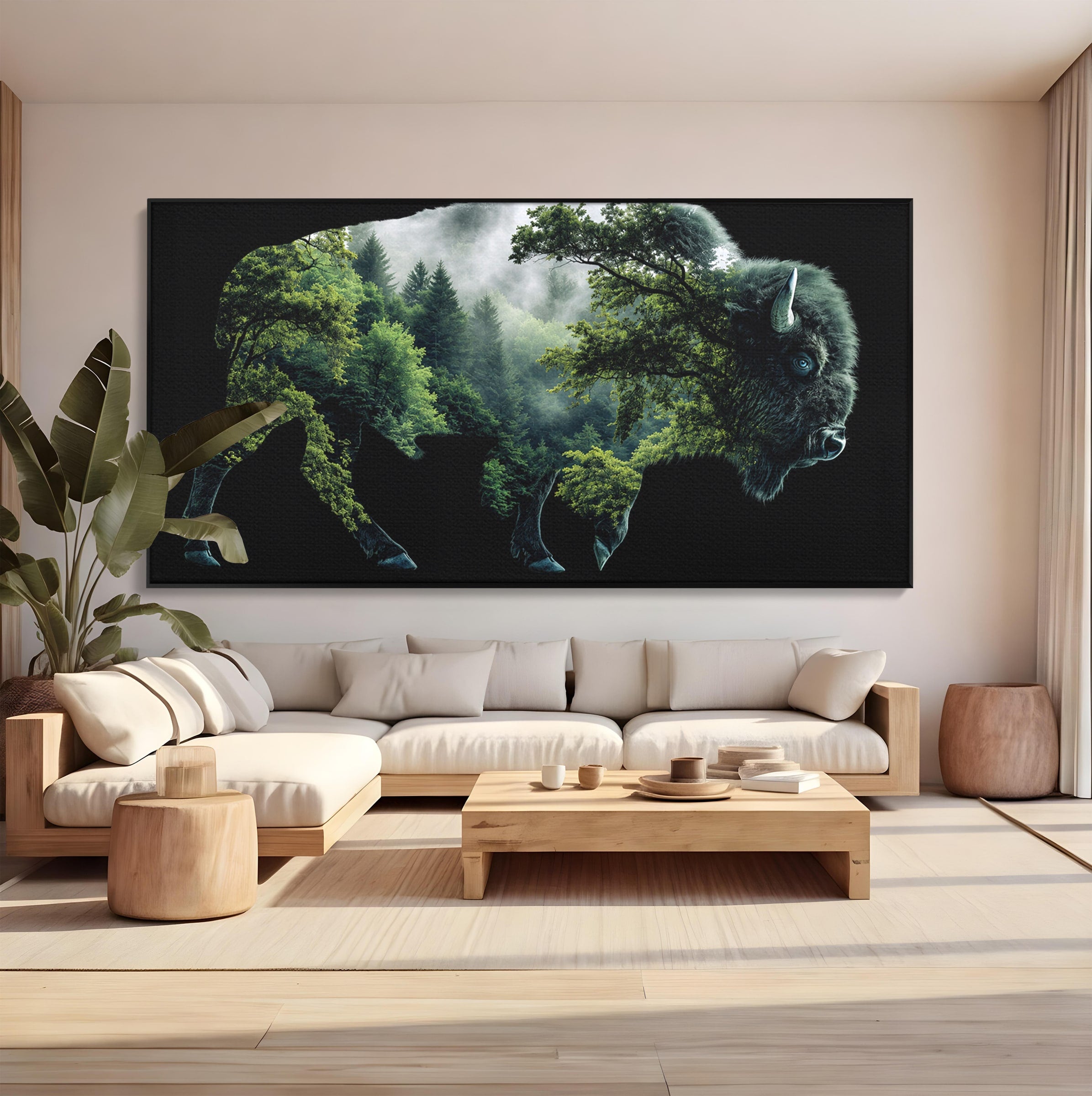 Tablou Canvas Premium LuxCanva® M1641, Bizonul Padurii, Bizon, Padure, Natura, Animale, Living, Culori Vibrante