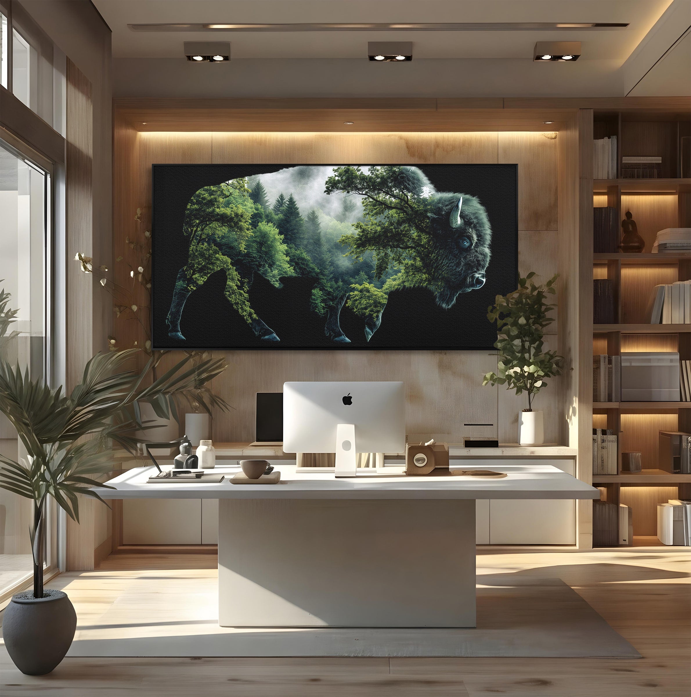 Tablou Canvas Premium LuxCanva® M1641, Bizonul Padurii, Bizon, Padure, Natura, Animale, Living, Culori Vibrante