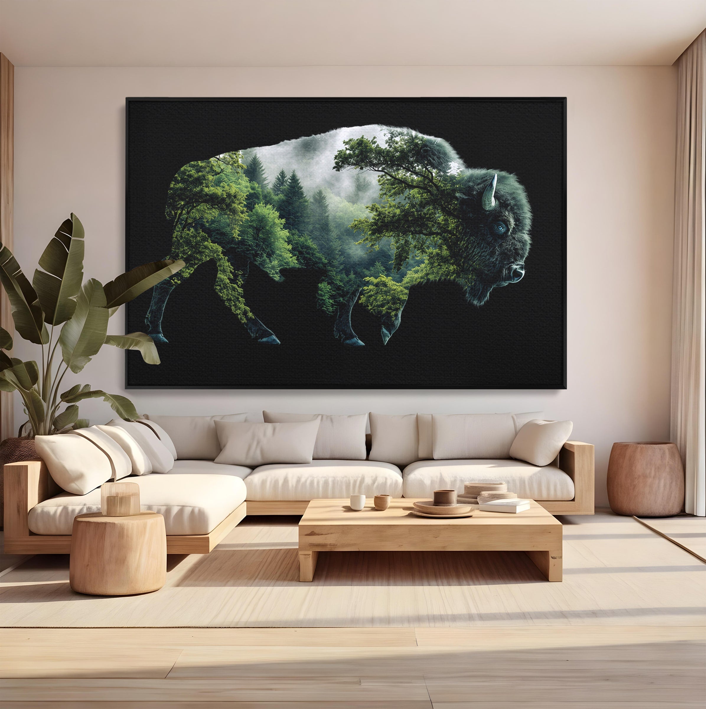 Tablou Canvas Premium LuxCanva® M1641, Bizonul Padurii, Bizon, Padure, Natura, Animale, Living, Culori Vibrante