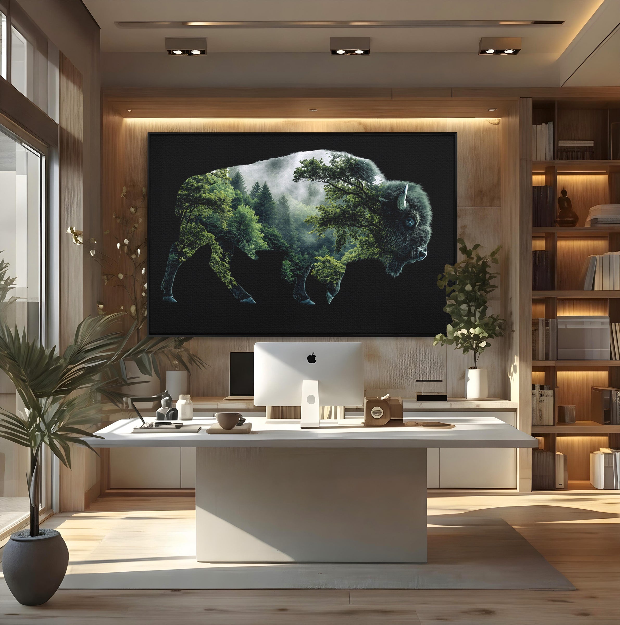 Tablou Canvas Premium LuxCanva® M1641, Bizonul Padurii, Bizon, Padure, Natura, Animale, Living, Culori Vibrante