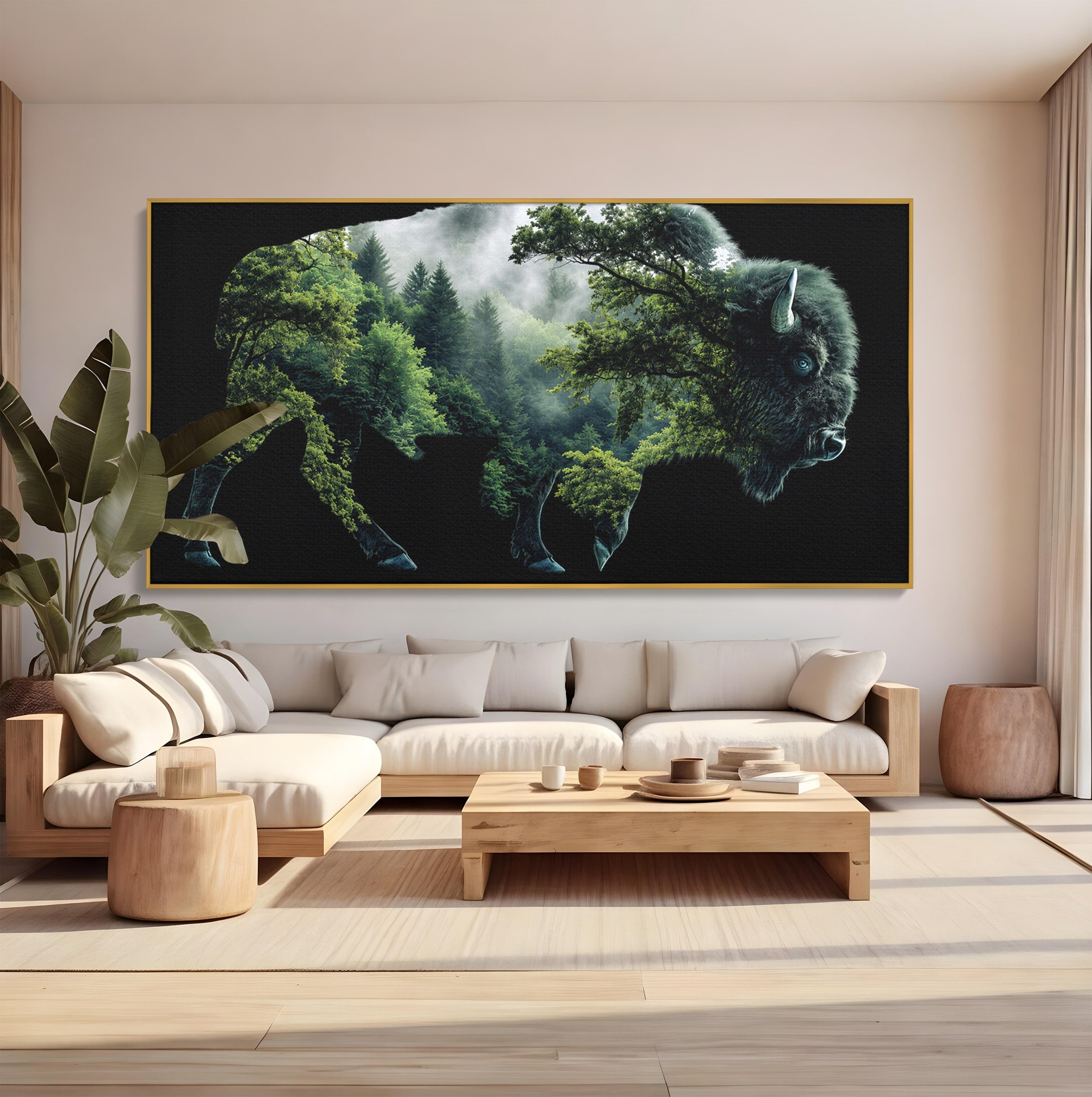 Tablou Canvas Premium LuxCanva® M1641, Bizonul Padurii, Bizon, Padure, Natura, Animale, Living, Culori Vibrante