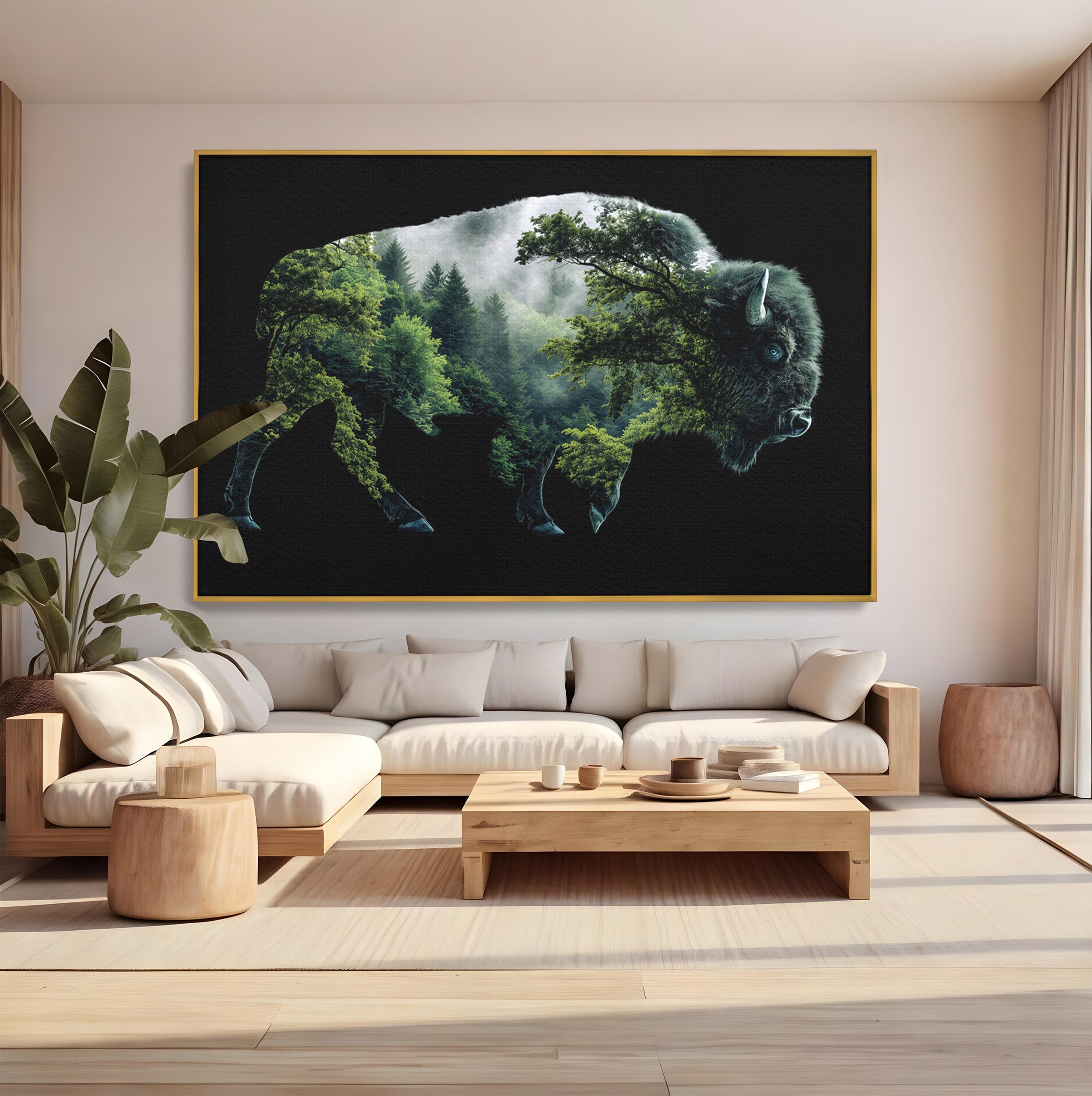 Tablou Canvas Premium LuxCanva® M1641, Bizonul Padurii, Bizon, Padure, Natura, Animale, Living, Culori Vibrante