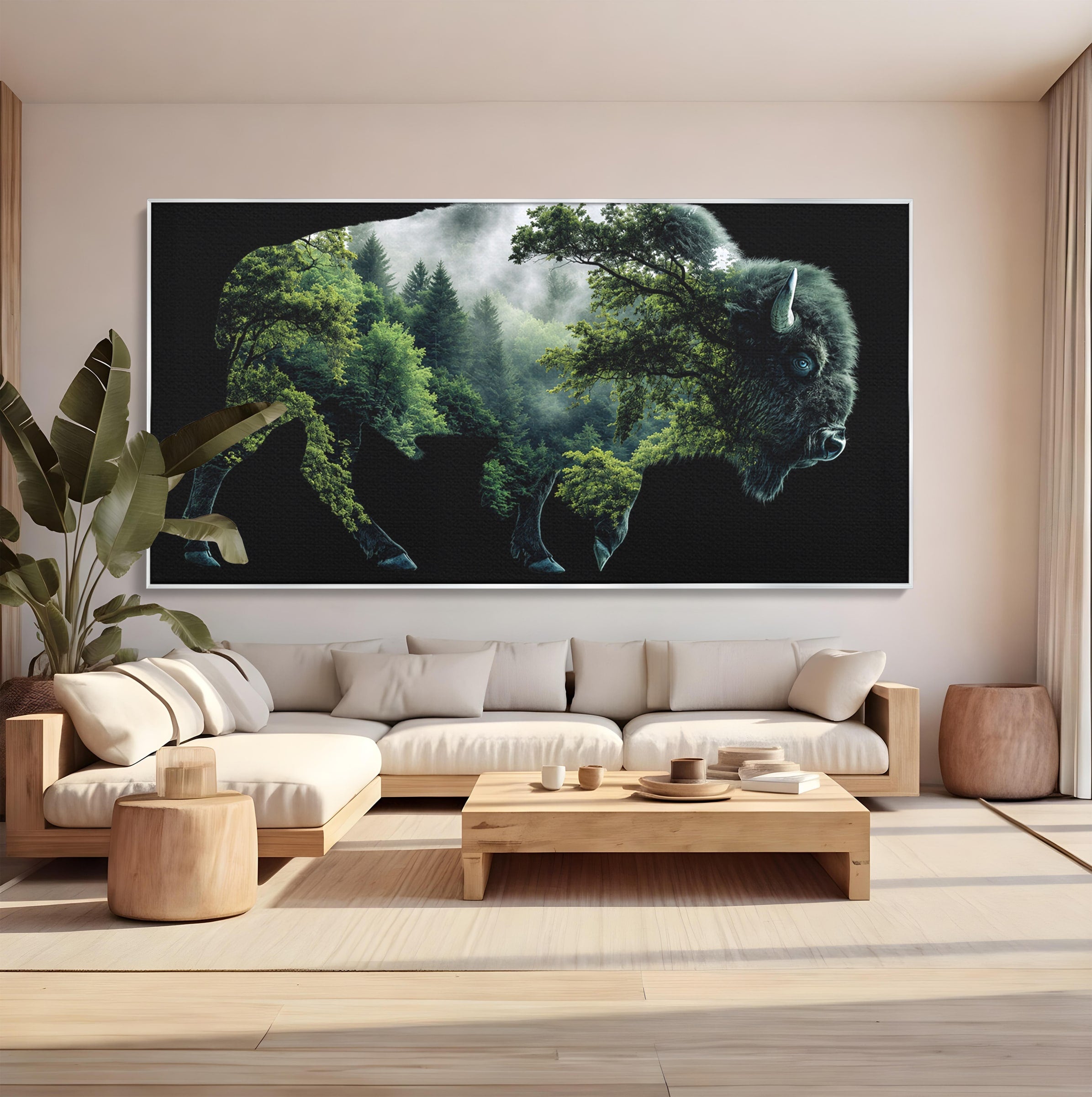 Tablou Canvas Premium LuxCanva® M1641, Bizonul Padurii, Bizon, Padure, Natura, Animale, Living, Culori Vibrante