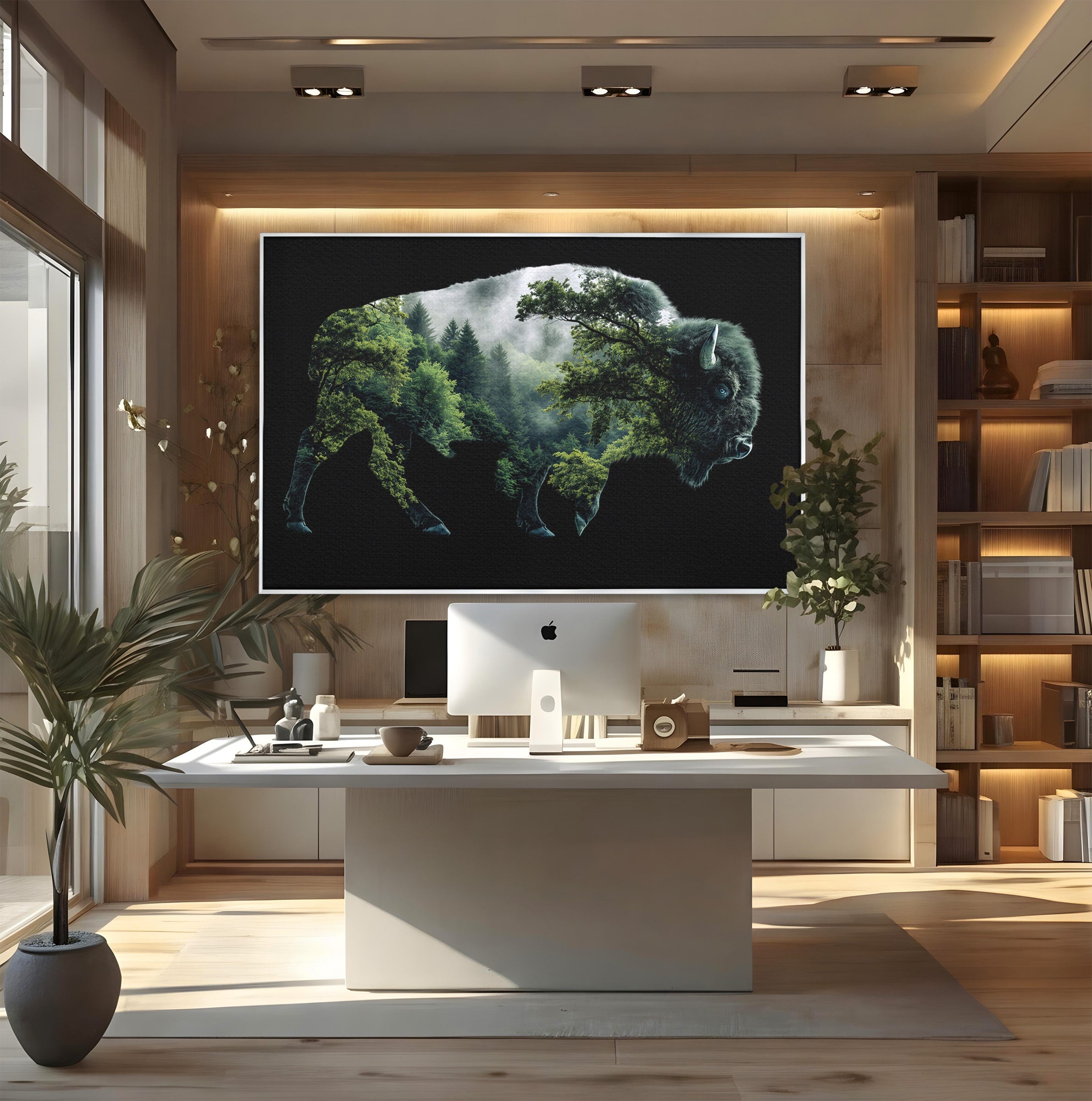 Tablou Canvas Premium LuxCanva® M1641, Bizonul Padurii, Bizon, Padure, Natura, Animale, Living, Culori Vibrante