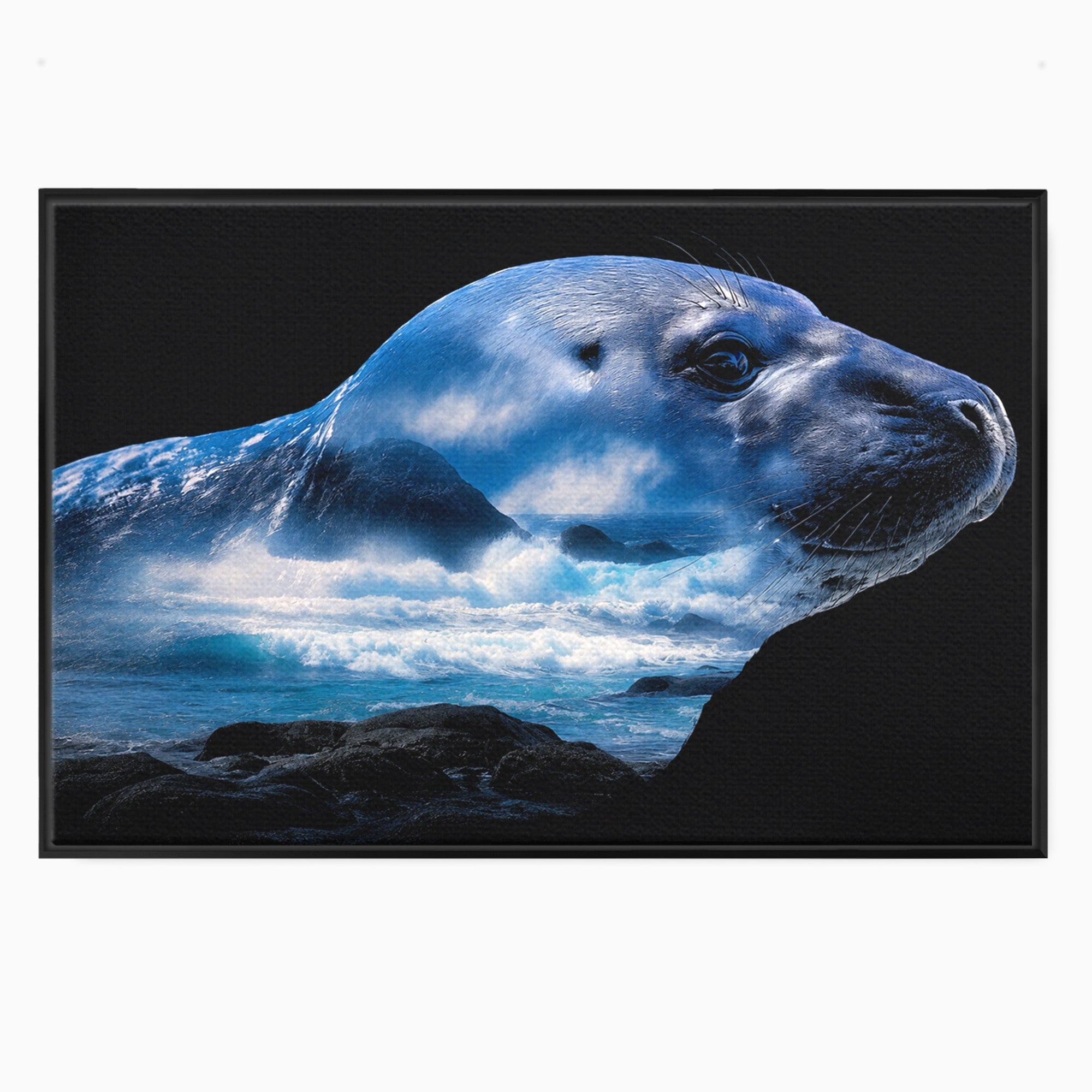 Tablou Canvas Premium LuxCanva® M1642, Foca Si Oceanul, Foca, Ocean, Natura, Peisaj Marin, Birou, Culori Vibrante