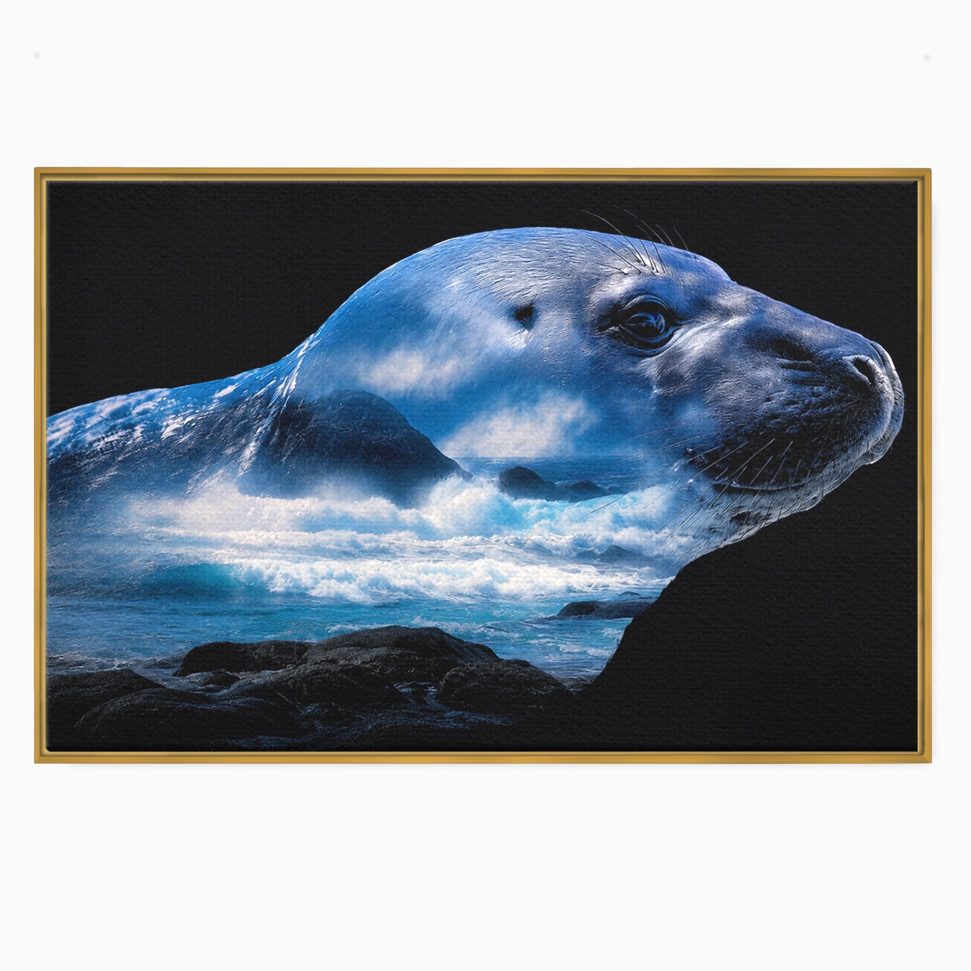 Tablou Canvas Premium LuxCanva® M1642, Foca Si Oceanul, Foca, Ocean, Natura, Peisaj Marin, Birou, Culori Vibrante