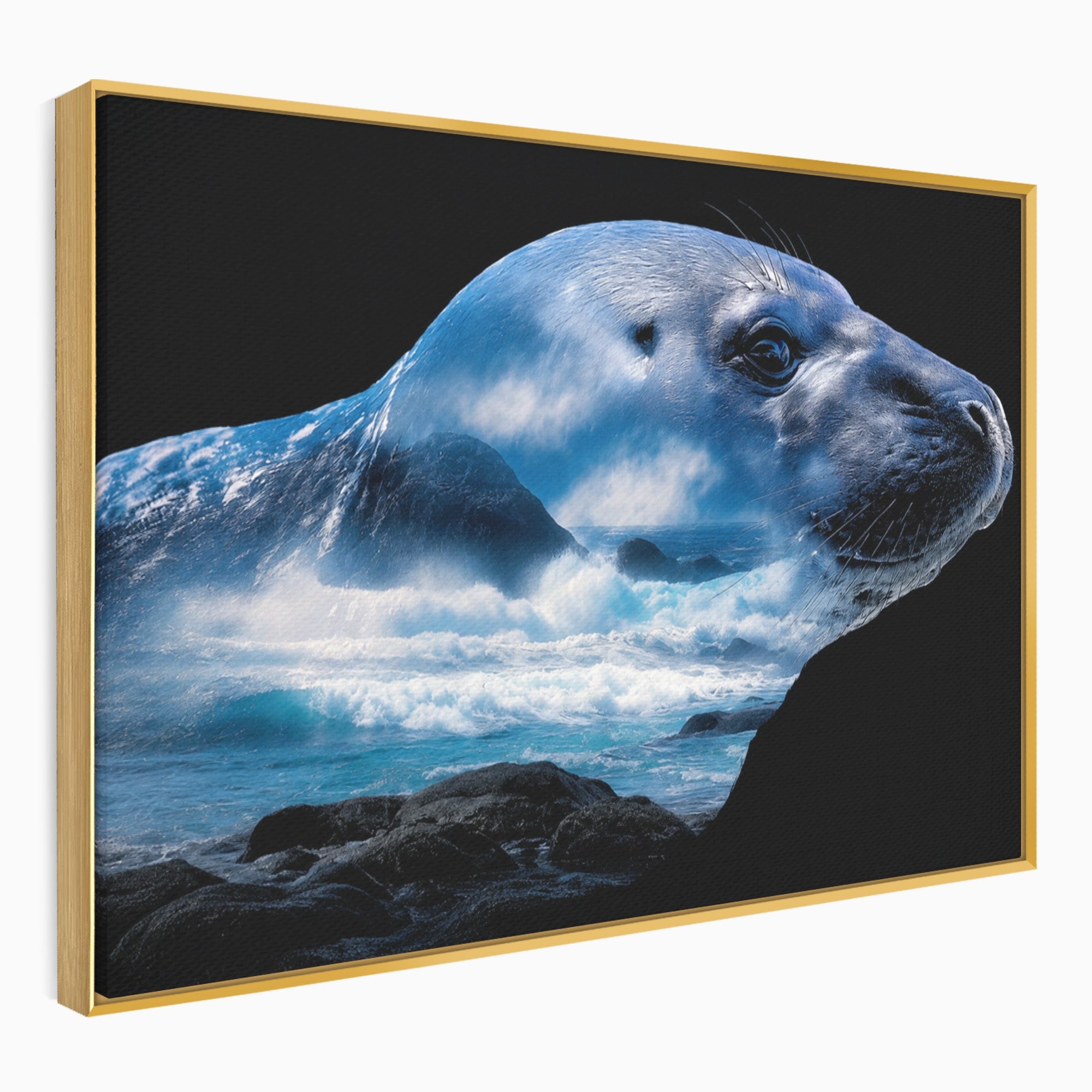 Tablou Canvas Premium LuxCanva® M1642, Foca Si Oceanul, Foca, Ocean, Natura, Peisaj Marin, Birou, Culori Vibrante