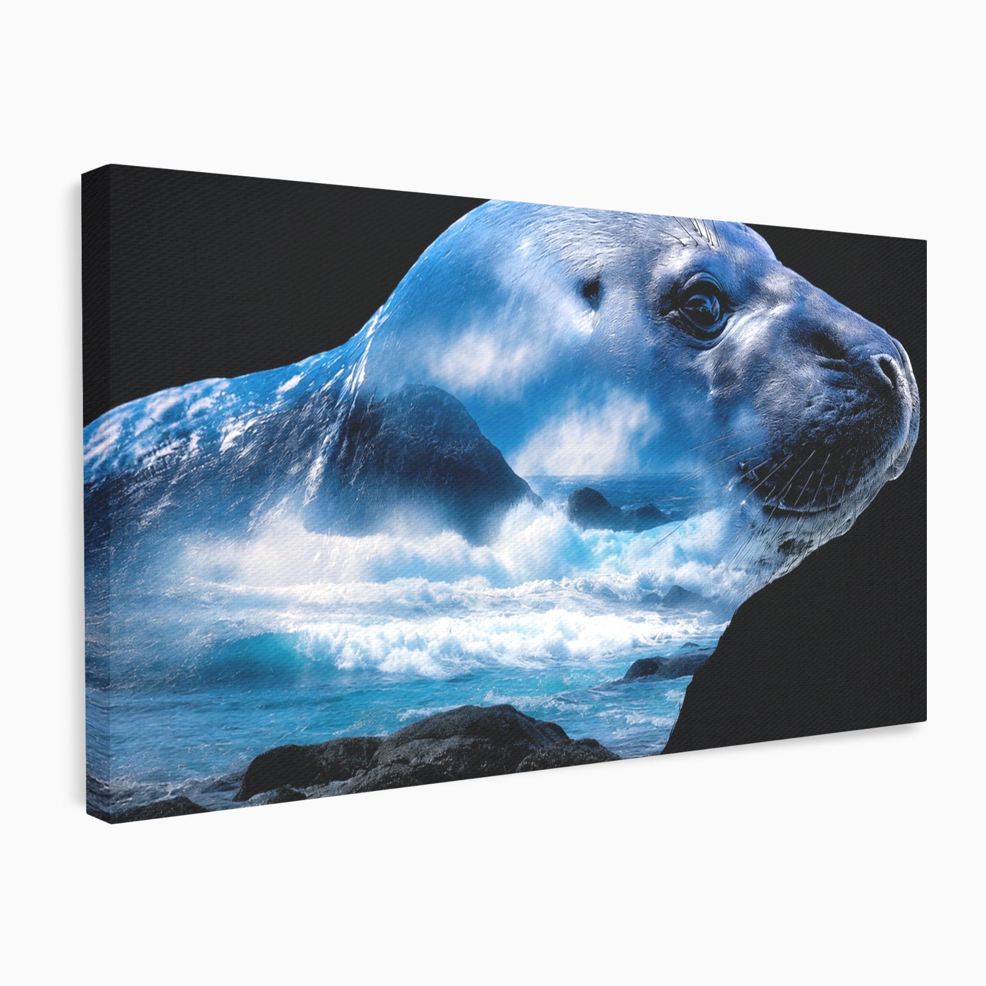 Tablou Canvas Premium LuxCanva® M1642, Foca Si Oceanul, Foca, Ocean, Natura, Peisaj Marin, Birou, Culori Vibrante