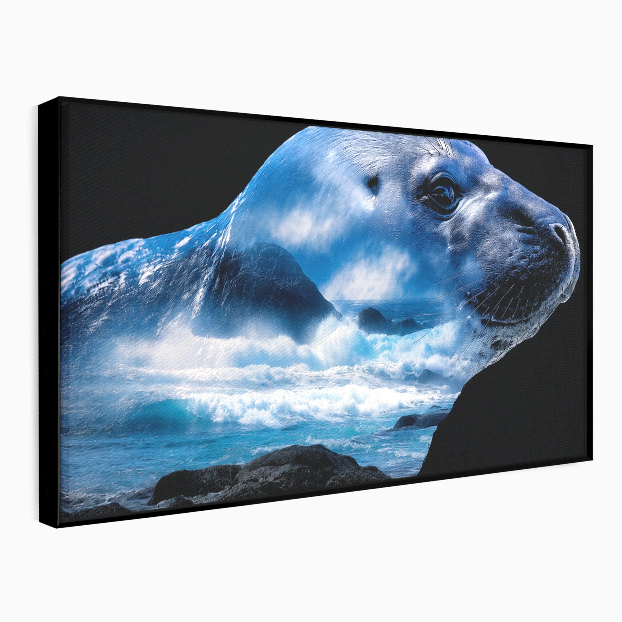 Tablou Canvas Premium LuxCanva® M1642, Foca Si Oceanul, Foca, Ocean, Natura, Peisaj Marin, Birou, Culori Vibrante