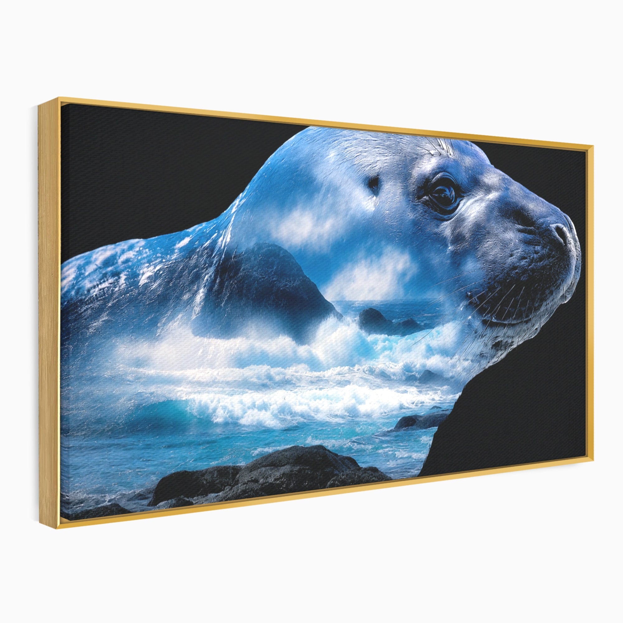 Tablou Canvas Premium LuxCanva® M1642, Foca Si Oceanul, Foca, Ocean, Natura, Peisaj Marin, Birou, Culori Vibrante