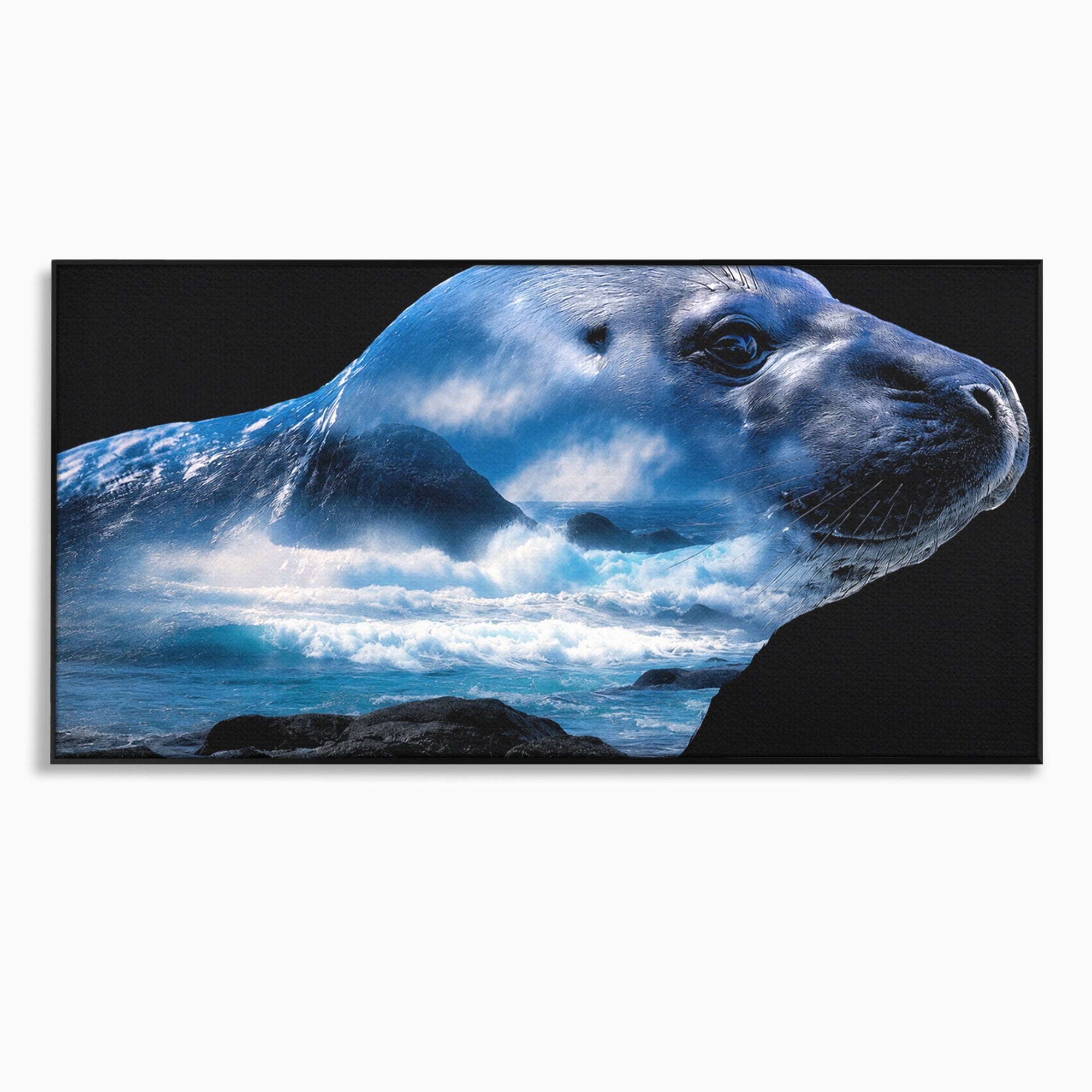 Tablou Canvas Premium LuxCanva® M1642, Foca Si Oceanul, Foca, Ocean, Natura, Peisaj Marin, Birou, Culori Vibrante