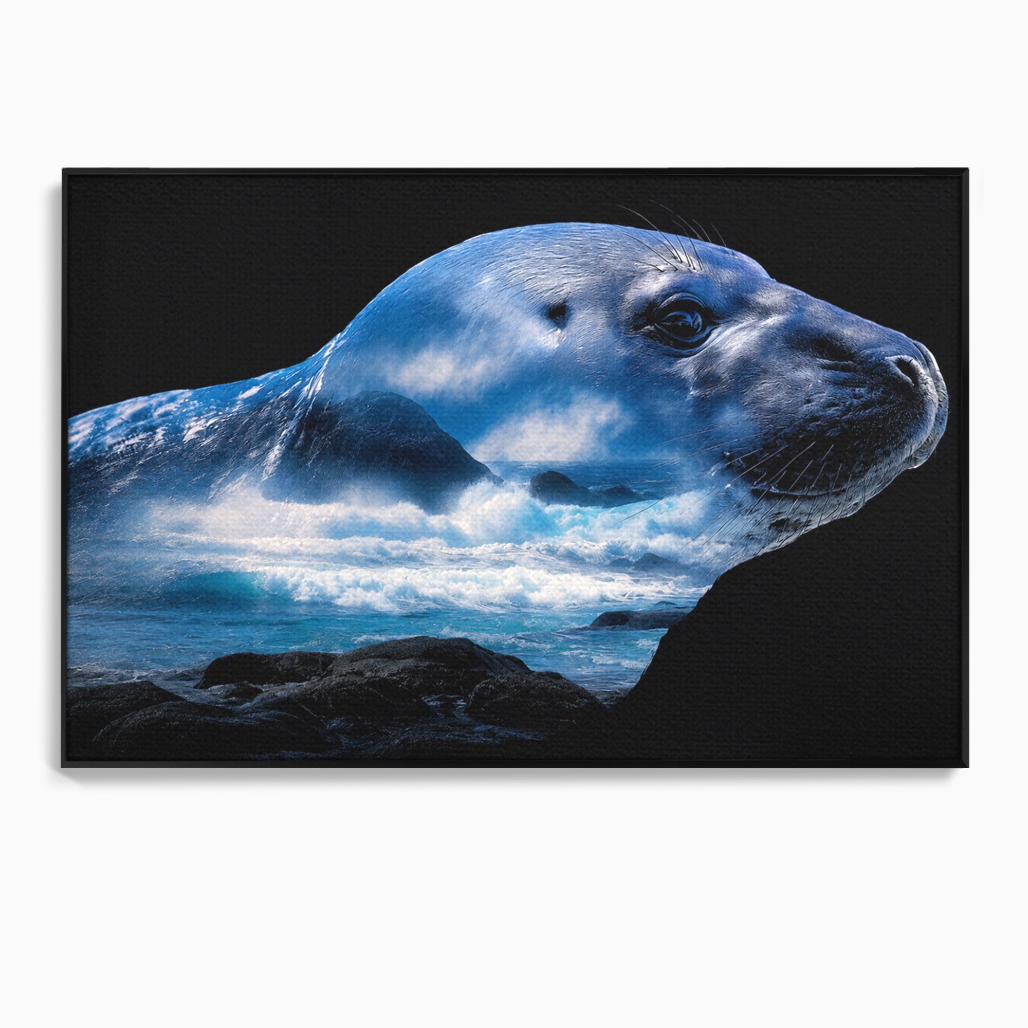 Tablou Canvas Premium LuxCanva® M1642, Foca Si Oceanul, Foca, Ocean, Natura, Peisaj Marin, Birou, Culori Vibrante