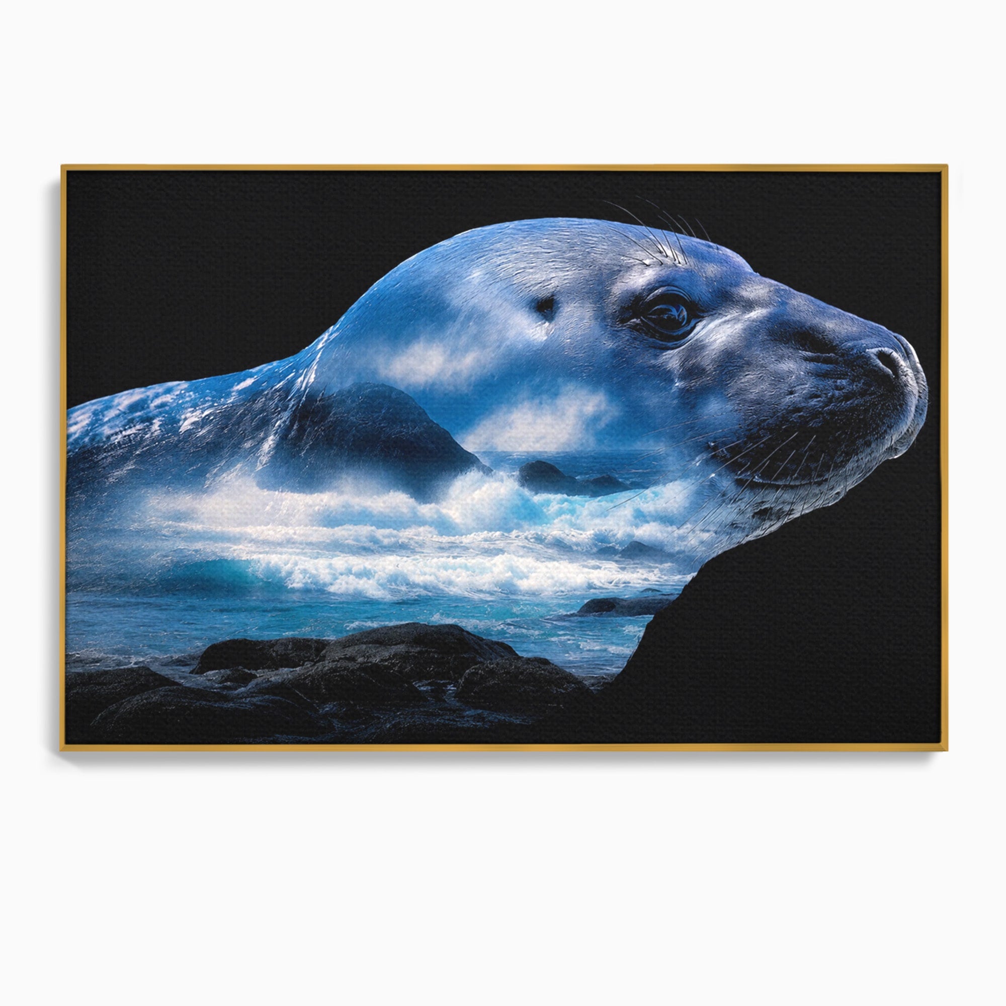 Tablou Canvas Premium LuxCanva® M1642, Foca Si Oceanul, Foca, Ocean, Natura, Peisaj Marin, Birou, Culori Vibrante