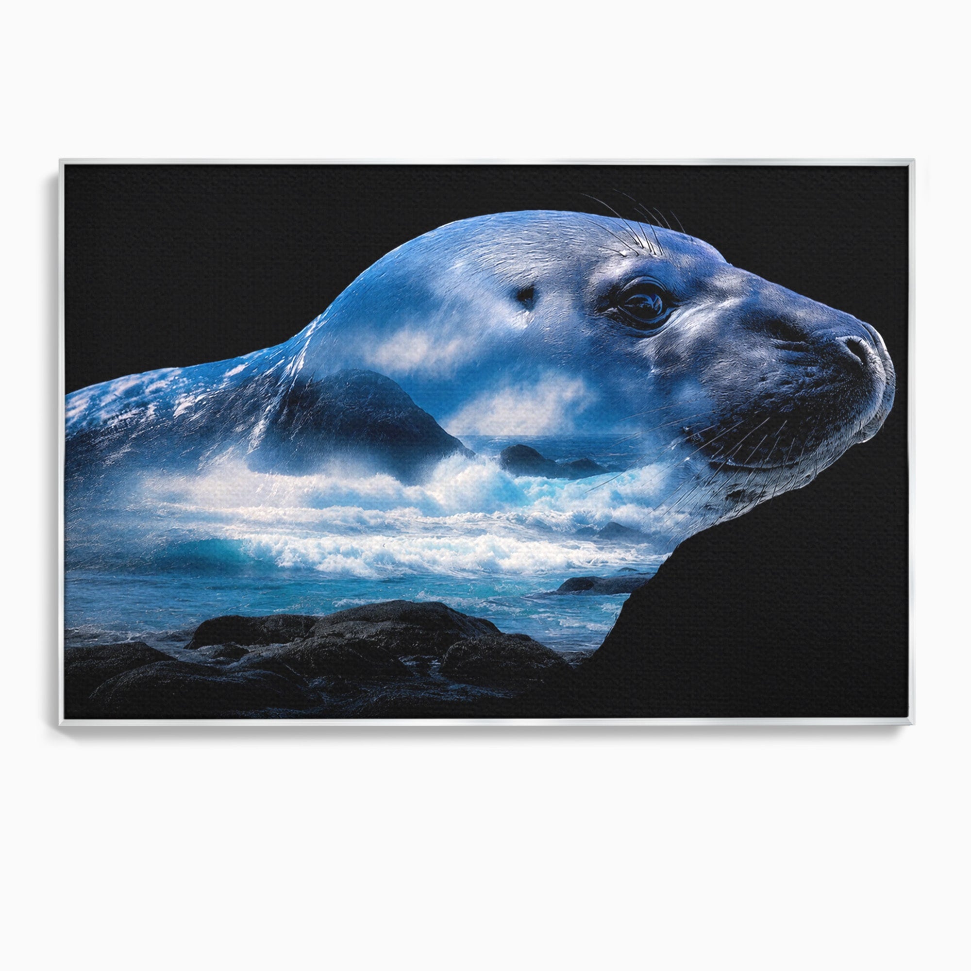 Tablou Canvas Premium LuxCanva® M1642, Foca Si Oceanul, Foca, Ocean, Natura, Peisaj Marin, Birou, Culori Vibrante