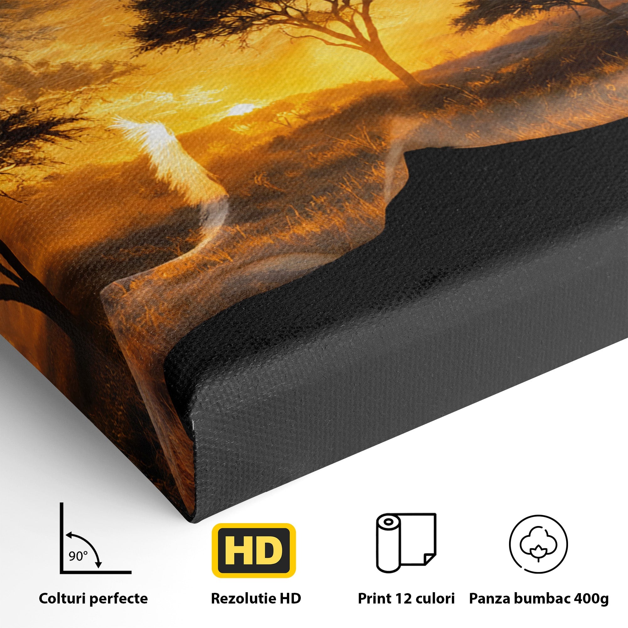 Tablou Canvas Premium LuxCanva® M1644, Antilopa In Apus African, Antilopa, Apus, Safari, Natura, Silhouette, Living, Dormitor, Culori Vibrante