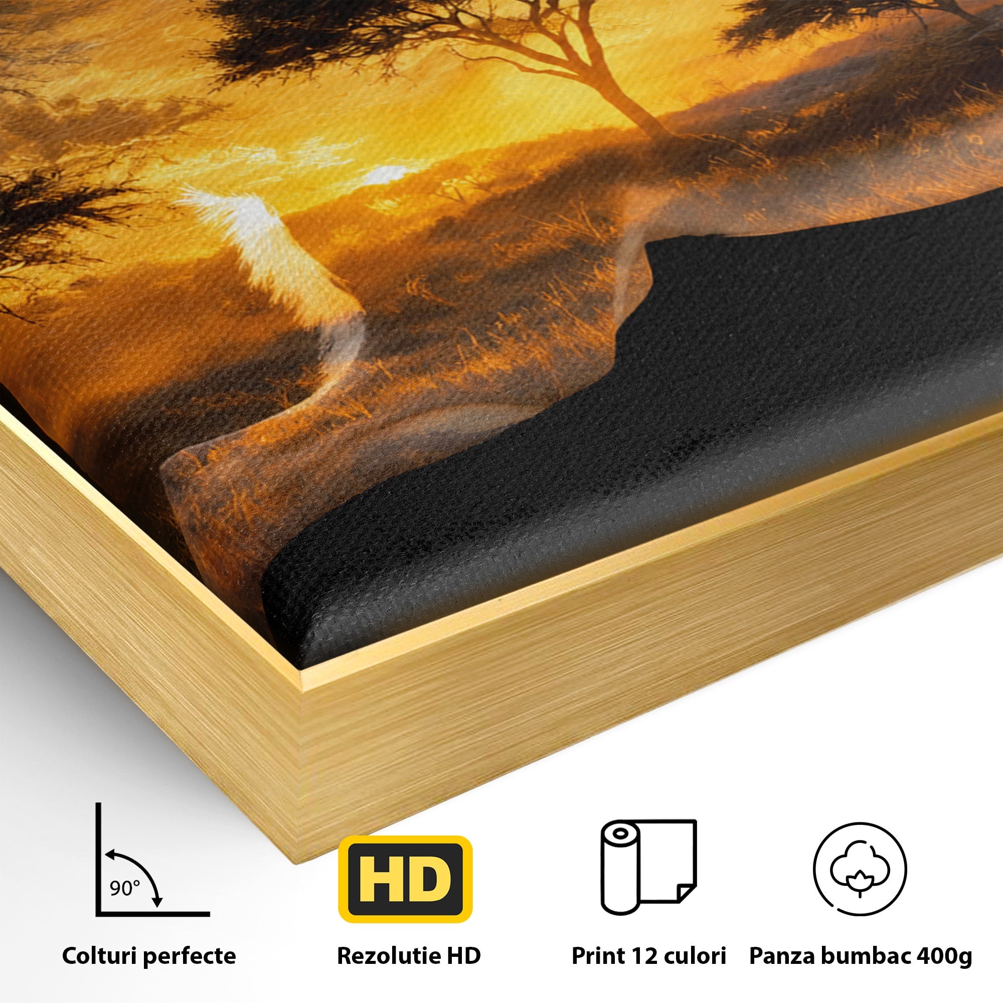 Tablou Canvas Premium LuxCanva® M1644, Antilopa In Apus African, Antilopa, Apus, Safari, Natura, Silhouette, Living, Dormitor, Culori Vibrante