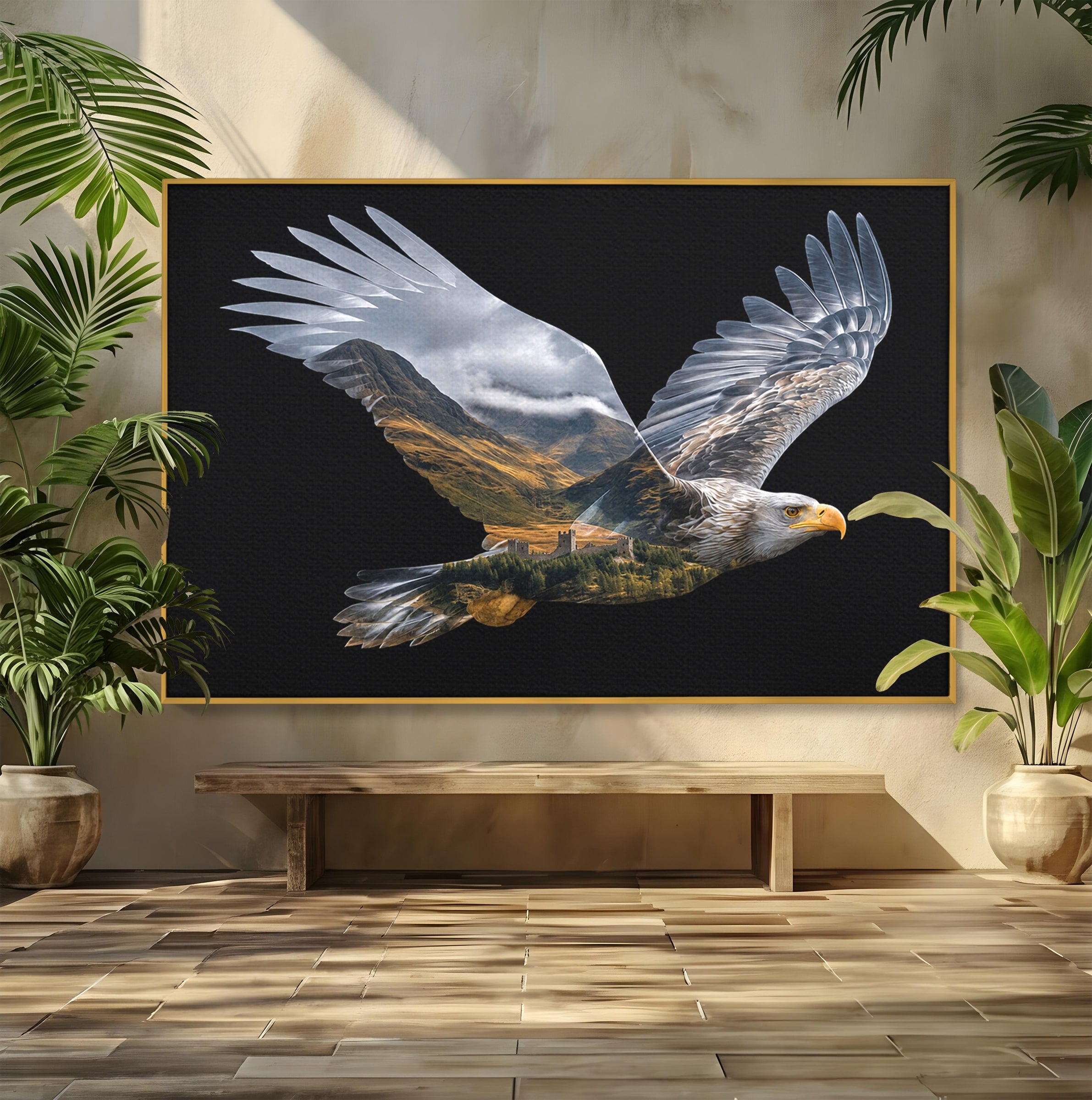 Tablou Canvas Premium LuxCanva® M1645, Vulturul Libertatii, Vultur, Peisaj, Libertate, Natura, Birou, Living, Culori Vibrante
