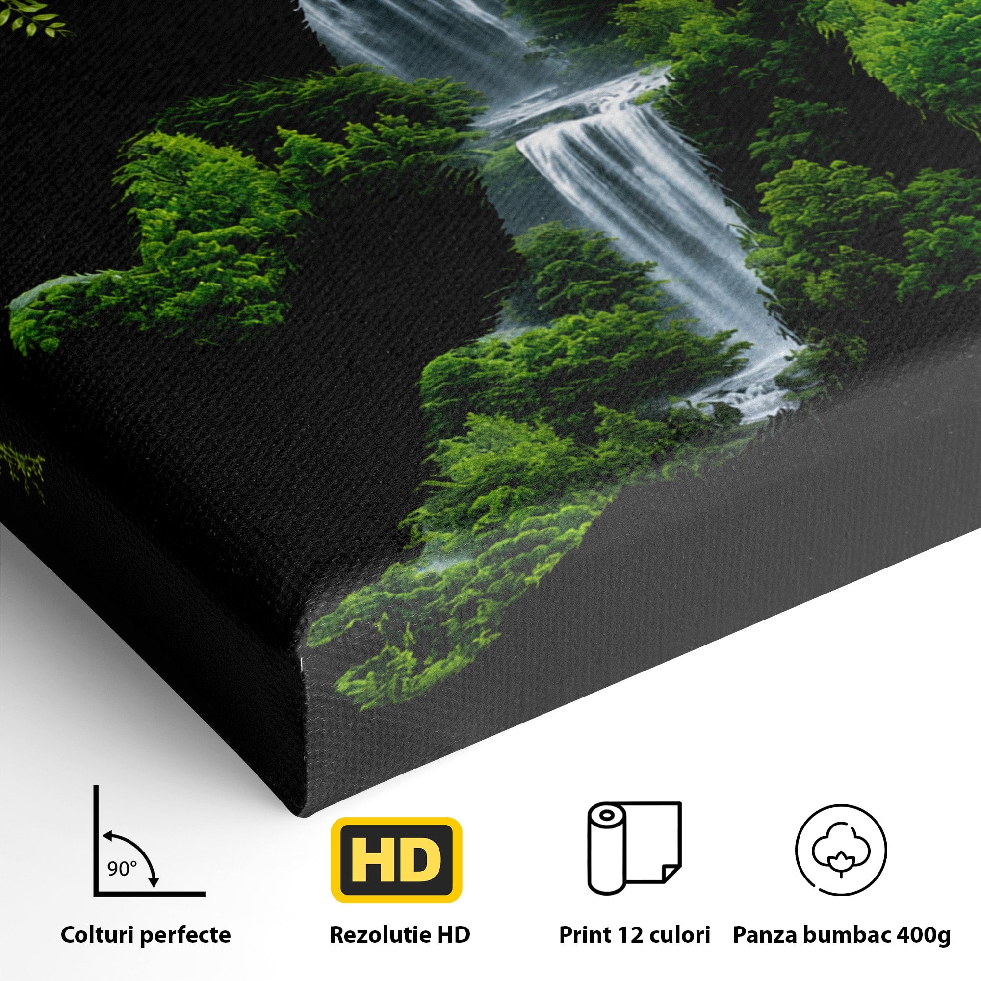 Tablou Canvas Premium LuxCanva® M1646, Gorila Din Jungla, Gorila, Jungla, Cascada, Natura, Living, Culori Vibrante