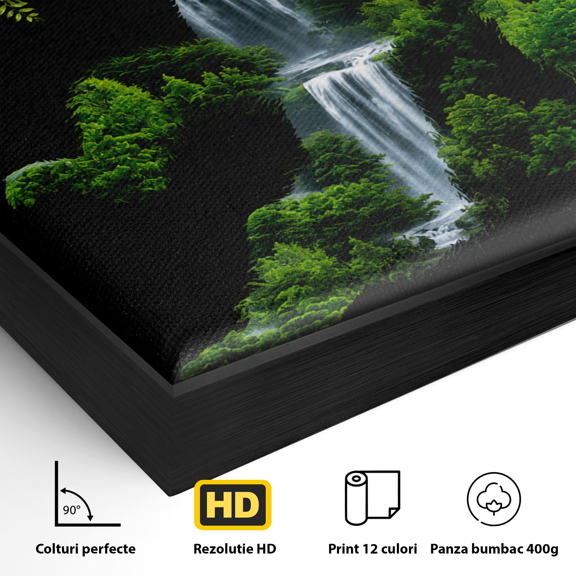 Tablou Canvas Premium LuxCanva® M1646, Gorila Din Jungla, Gorila, Jungla, Cascada, Natura, Living, Culori Vibrante