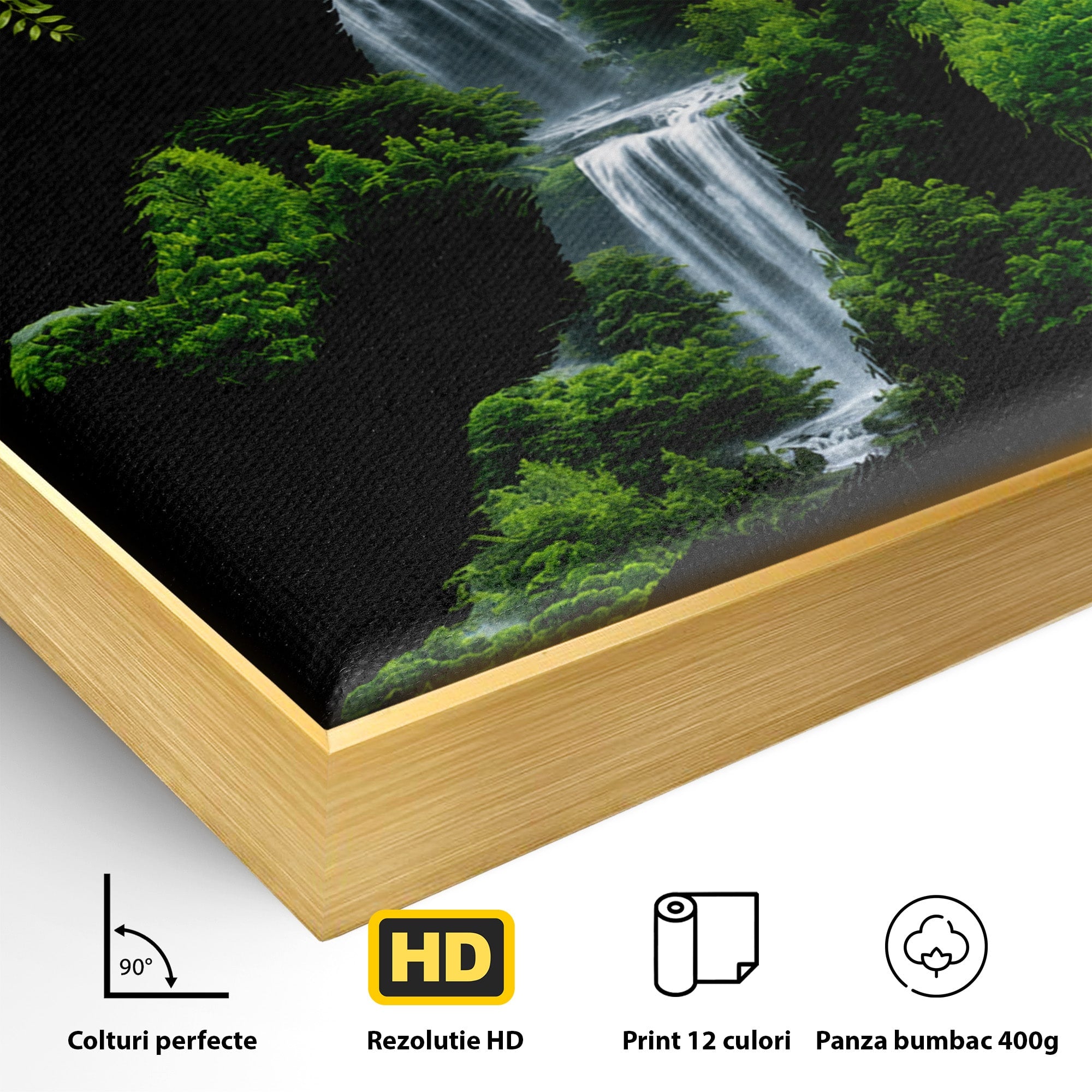 Tablou Canvas Premium LuxCanva® M1646, Gorila Din Jungla, Gorila, Jungla, Cascada, Natura, Living, Culori Vibrante