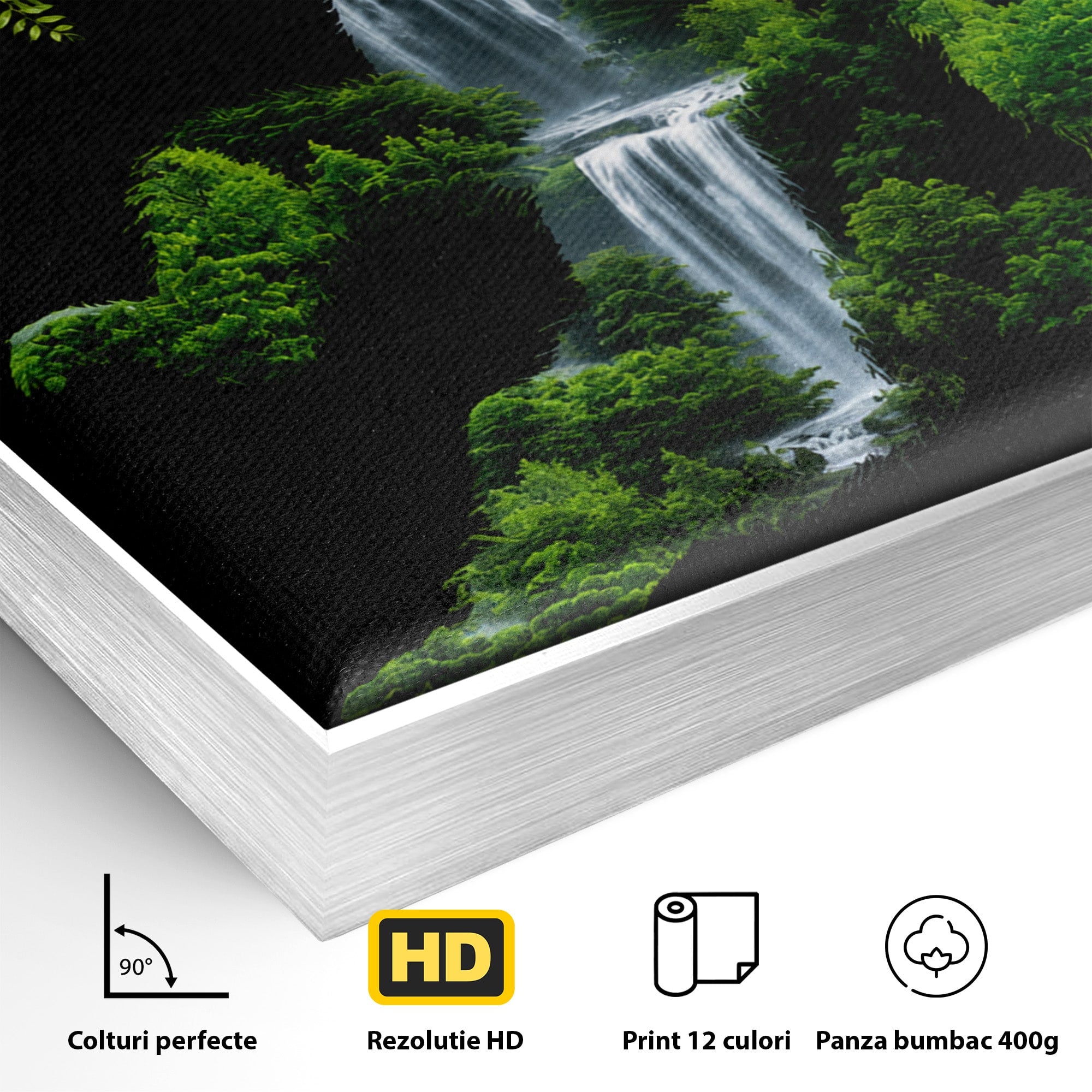 Tablou Canvas Premium LuxCanva® M1646, Gorila Din Jungla, Gorila, Jungla, Cascada, Natura, Living, Culori Vibrante