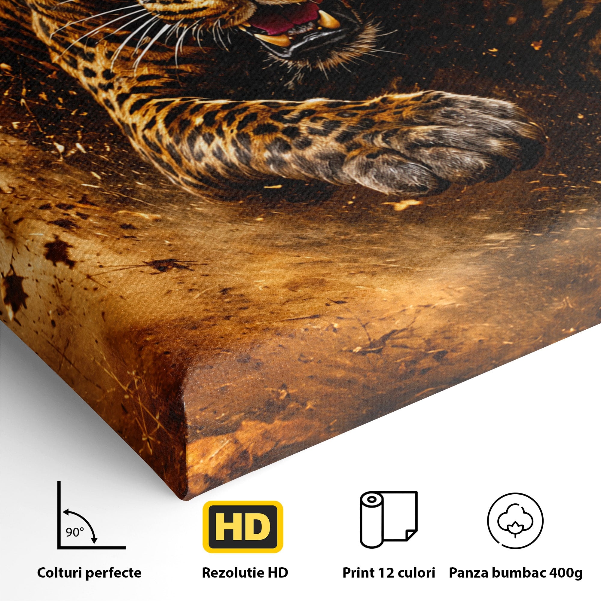 Tablou Canvas Premium LuxCanva® M1647, Leopard In Actiune, Leopard, Actiune, Natură, Salbatic, Dormitor, Living, Culori Vibrante