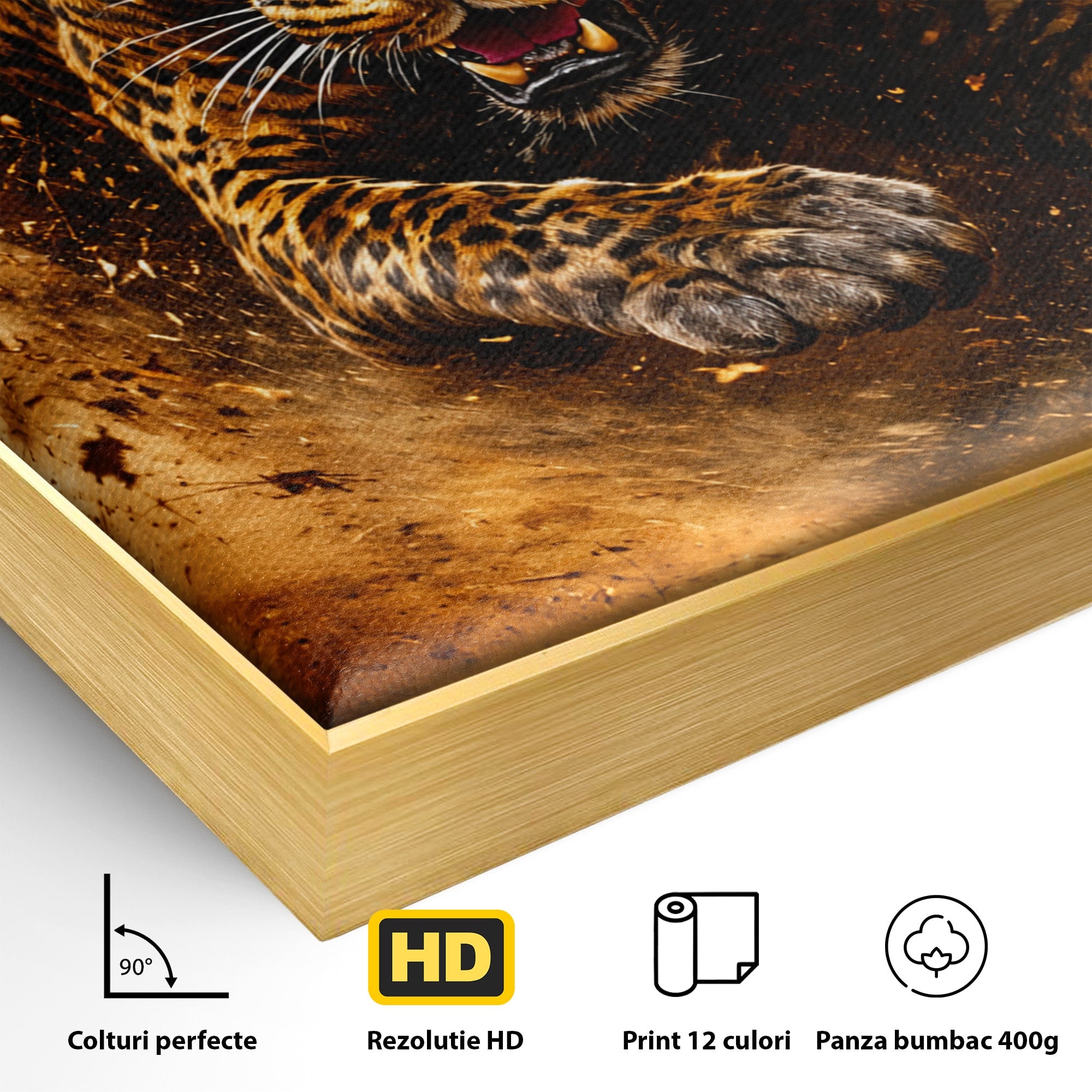 Tablou Canvas Premium LuxCanva® M1647, Leopard In Actiune, Leopard, Actiune, Natură, Salbatic, Dormitor, Living, Culori Vibrante
