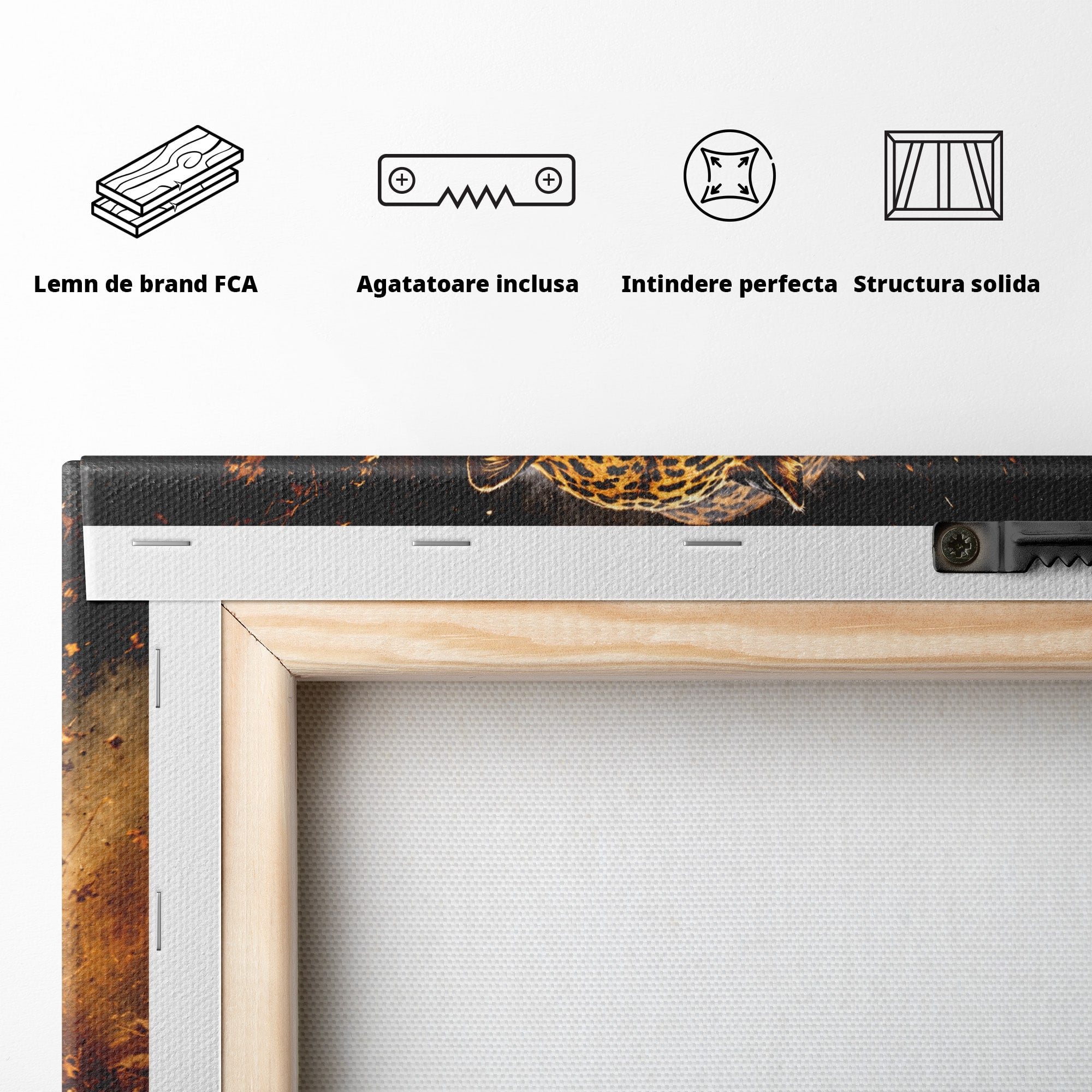 Tablou Canvas Premium LuxCanva® M1647, Leopard In Actiune, Leopard, Actiune, Natură, Salbatic, Dormitor, Living, Culori Vibrante