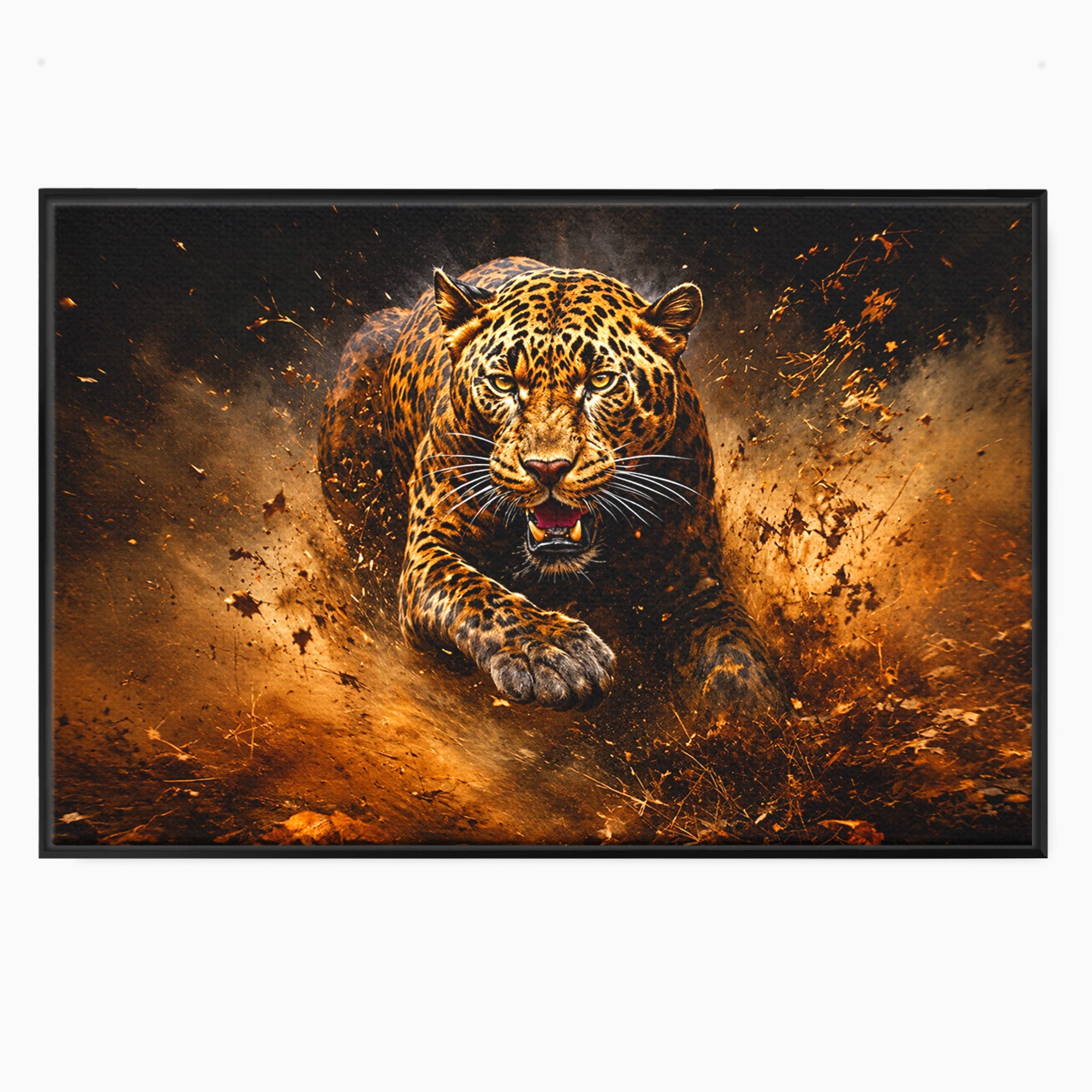 Tablou Canvas Premium LuxCanva® M1647, Leopard In Actiune, Leopard, Actiune, Natură, Salbatic, Dormitor, Living, Culori Vibrante