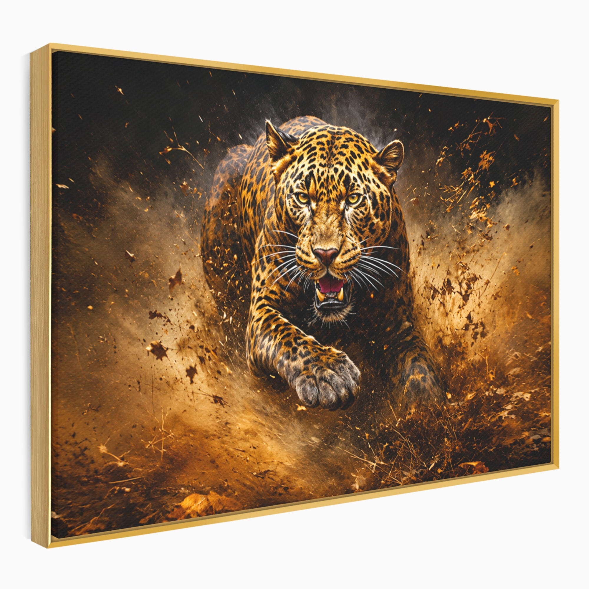 Tablou Canvas Premium LuxCanva® M1647, Leopard In Actiune, Leopard, Actiune, Natură, Salbatic, Dormitor, Living, Culori Vibrante
