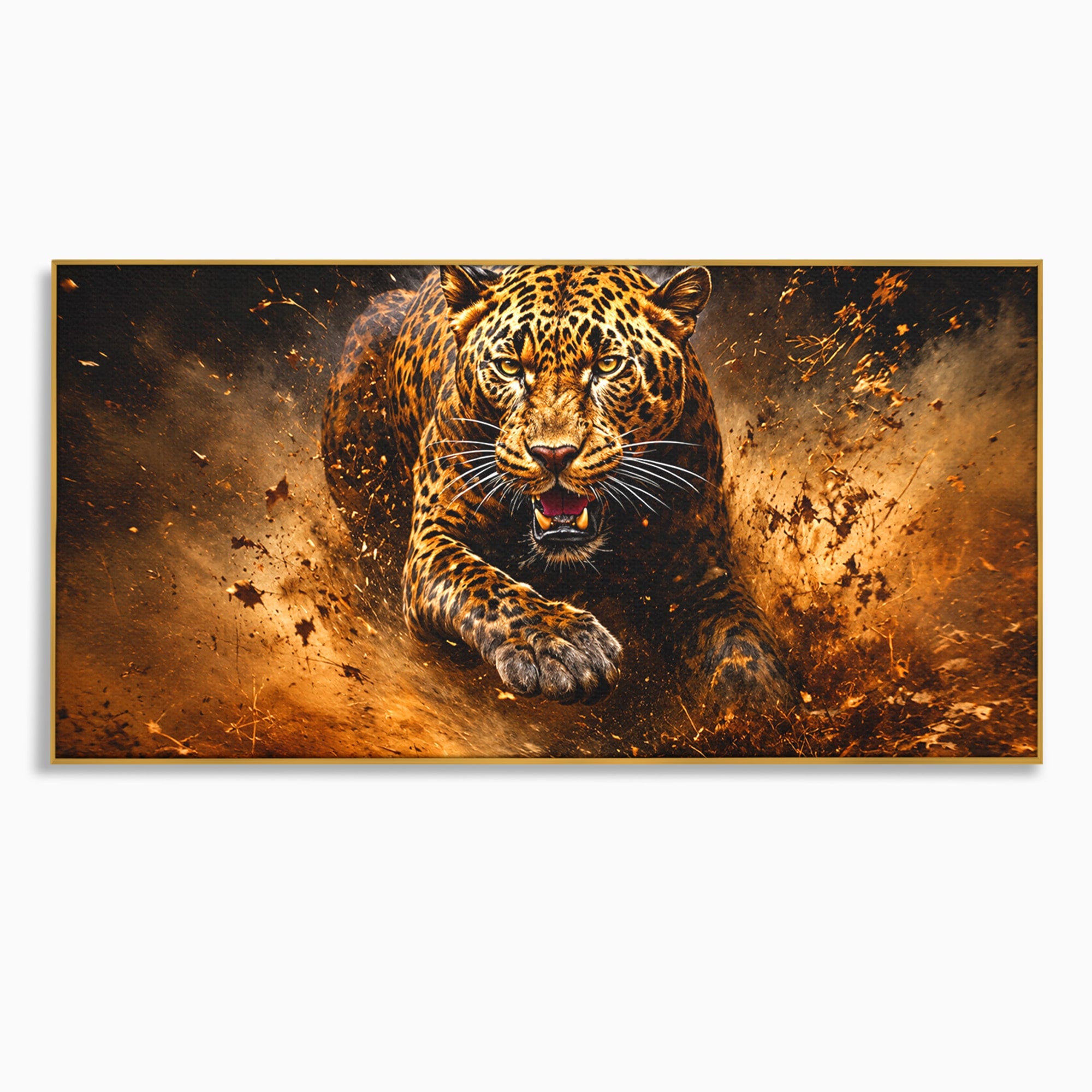 Tablou Canvas Premium LuxCanva® M1647, Leopard In Actiune, Leopard, Actiune, Natură, Salbatic, Dormitor, Living, Culori Vibrante