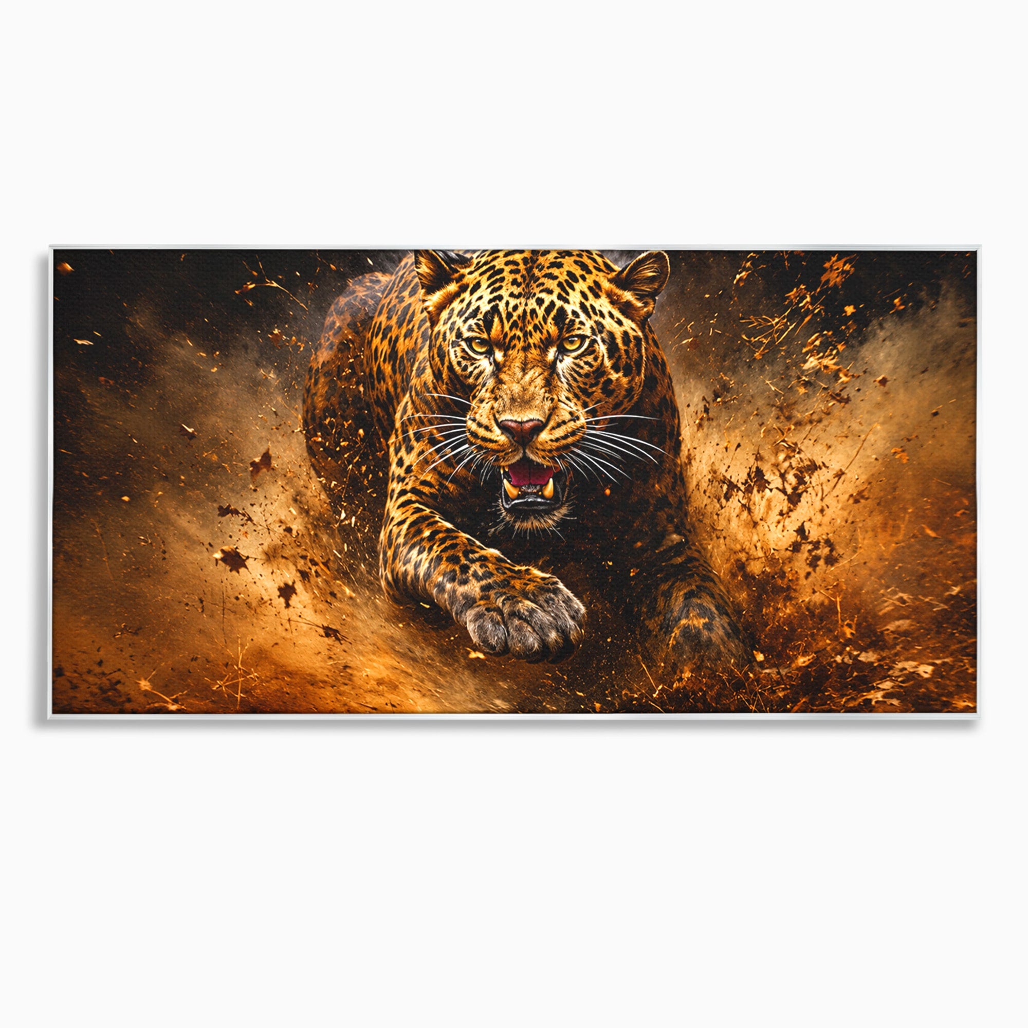 Tablou Canvas Premium LuxCanva® M1647, Leopard In Actiune, Leopard, Actiune, Natură, Salbatic, Dormitor, Living, Culori Vibrante