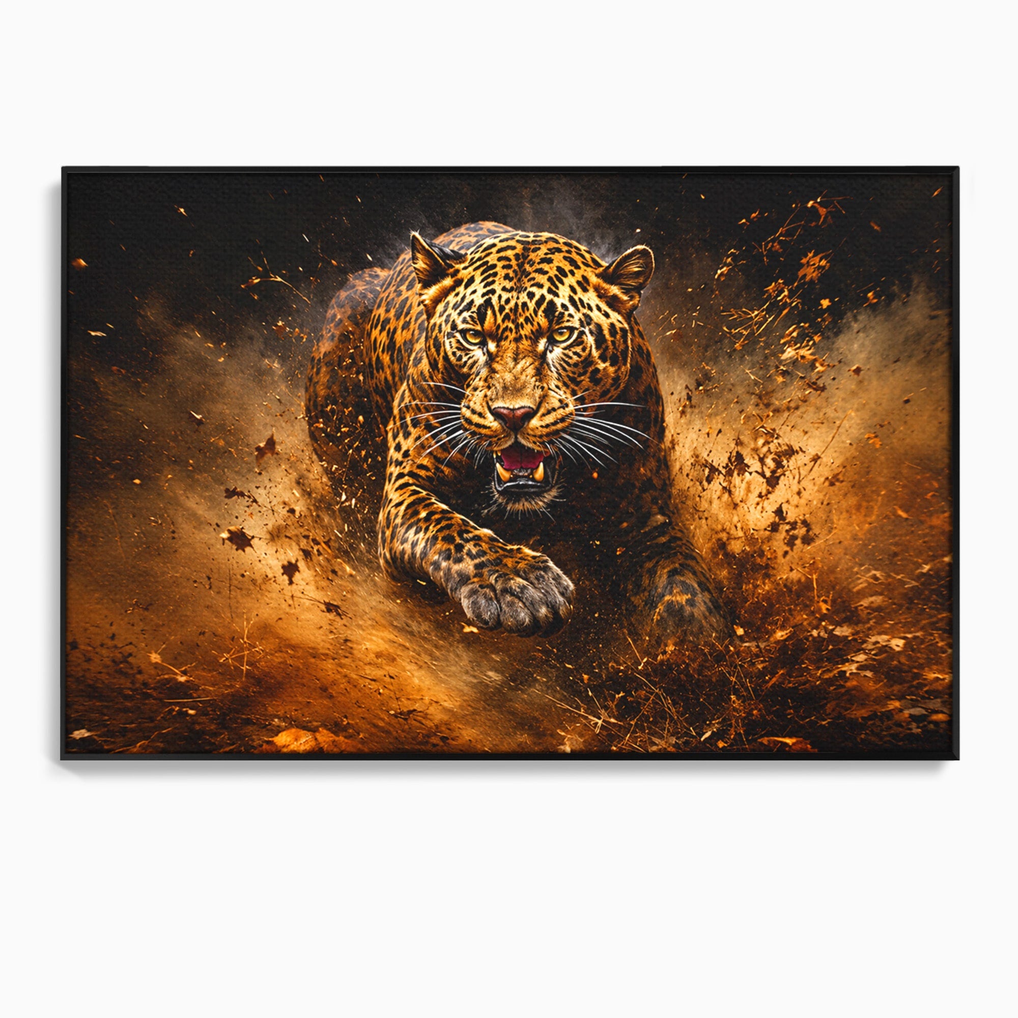 Tablou Canvas Premium LuxCanva® M1647, Leopard In Actiune, Leopard, Actiune, Natură, Salbatic, Dormitor, Living, Culori Vibrante