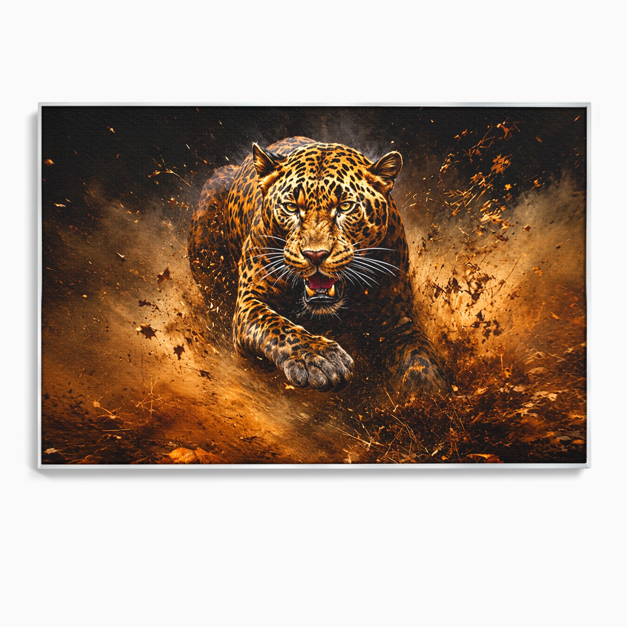 Tablou Canvas Premium LuxCanva® M1647, Leopard In Actiune, Leopard, Actiune, Natură, Salbatic, Dormitor, Living, Culori Vibrante