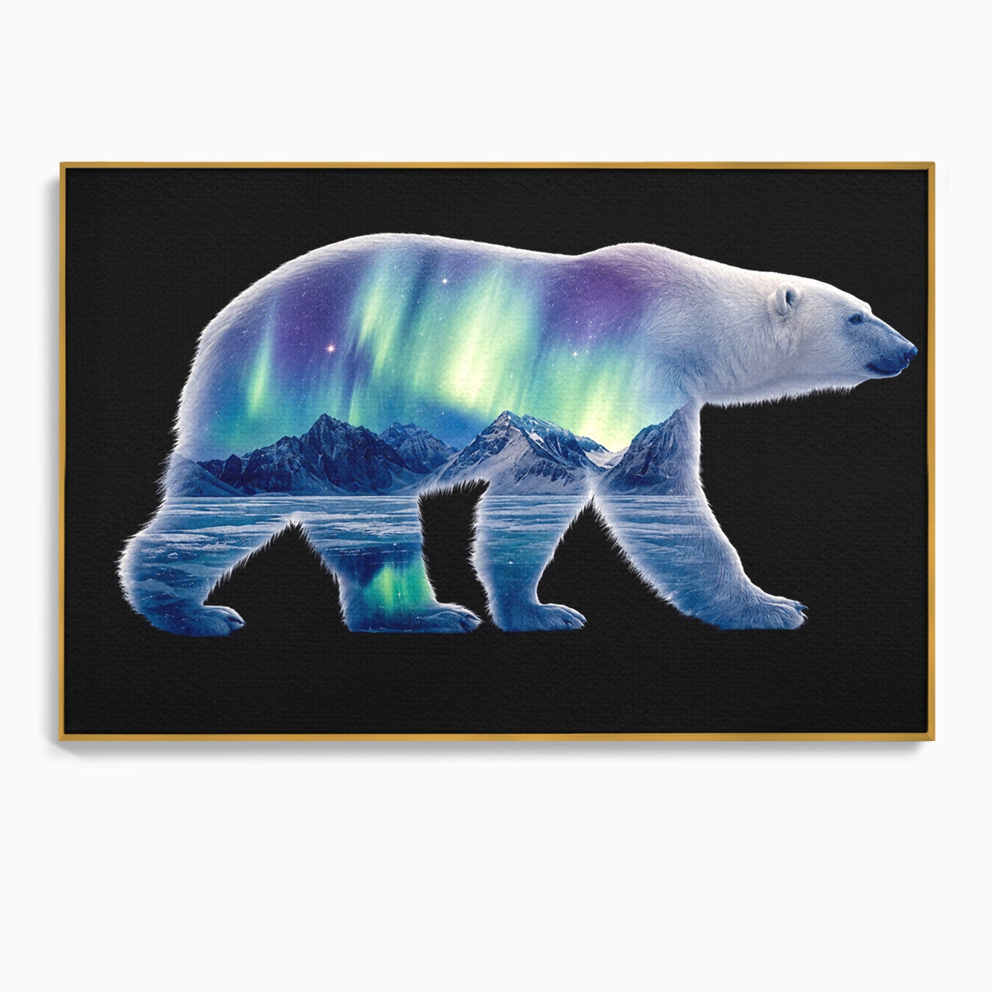 Tablou Canvas Premium LuxCanva® M1648, Urs Polar Aurora Boreala, Urs Polar, Aurora Boreala, Peisaj Arctic, Animale, Living, Birou, Culori Vibrante