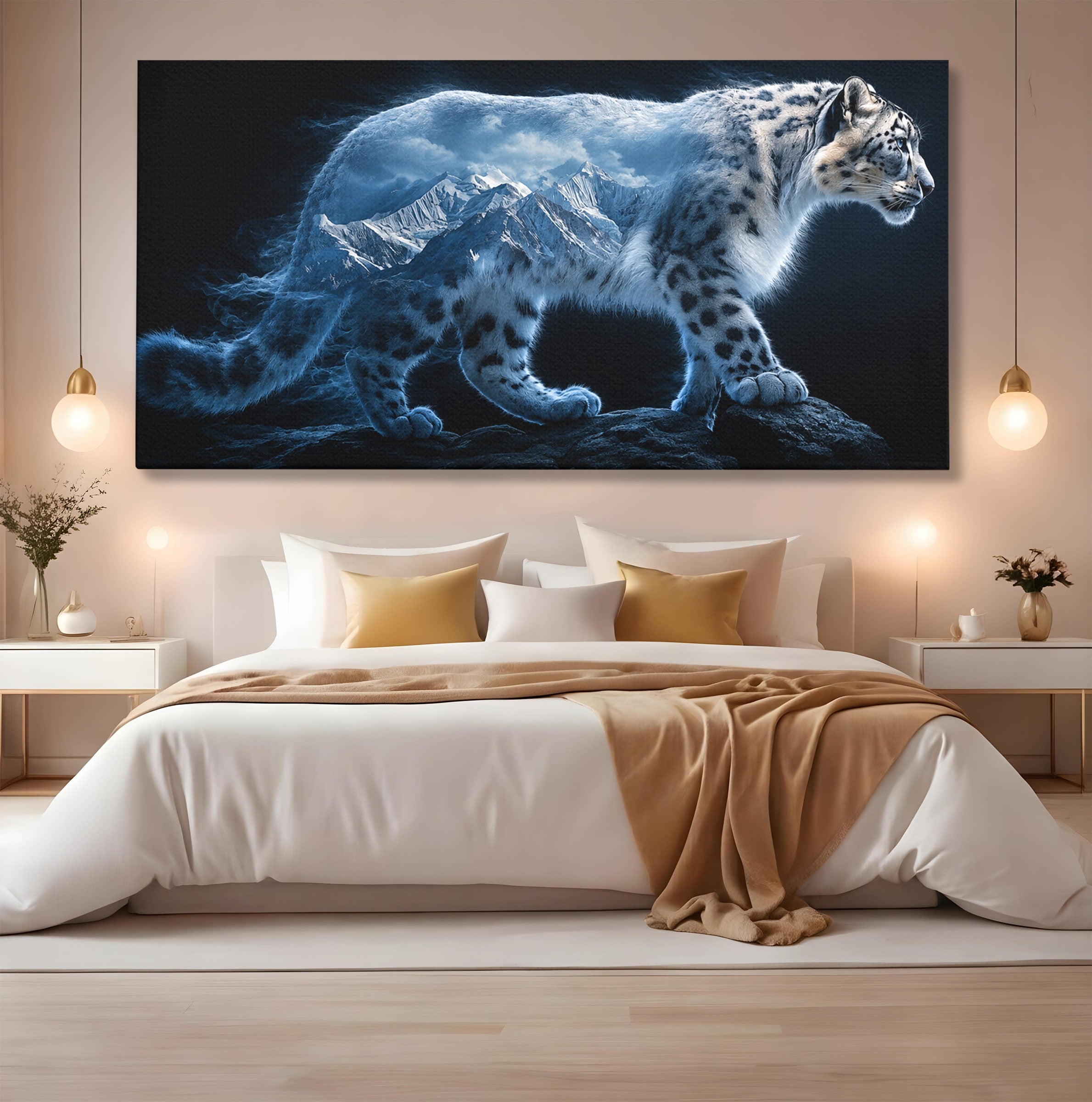 Tablou Canvas Premium LuxCanva® M1649, Pantera Zapezii, Pantera, Munti, Natura, Animale, Dormitor, Culori Vibrante