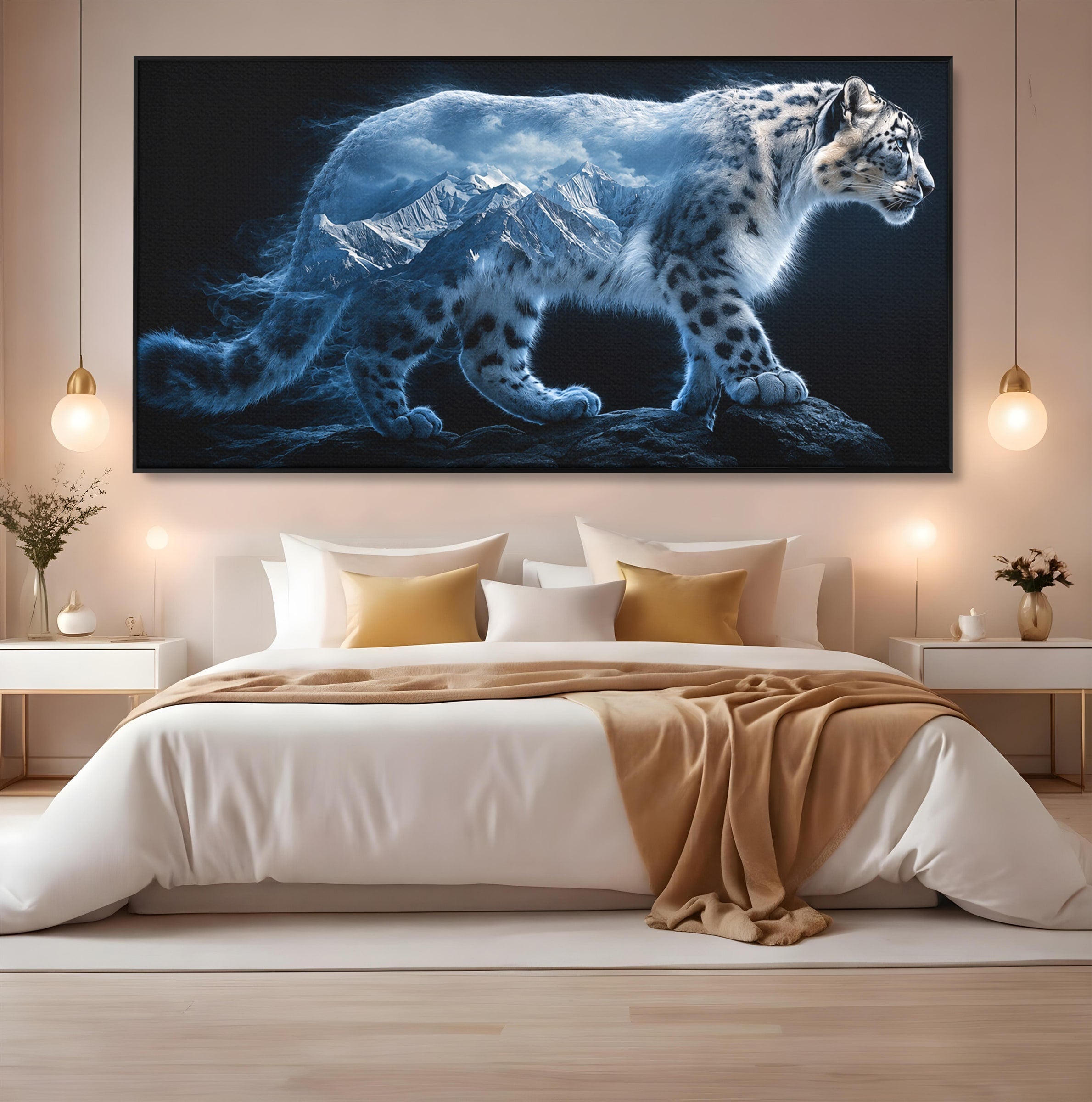 Tablou Canvas Premium LuxCanva® M1649, Pantera Zapezii, Pantera, Munti, Natura, Animale, Dormitor, Culori Vibrante