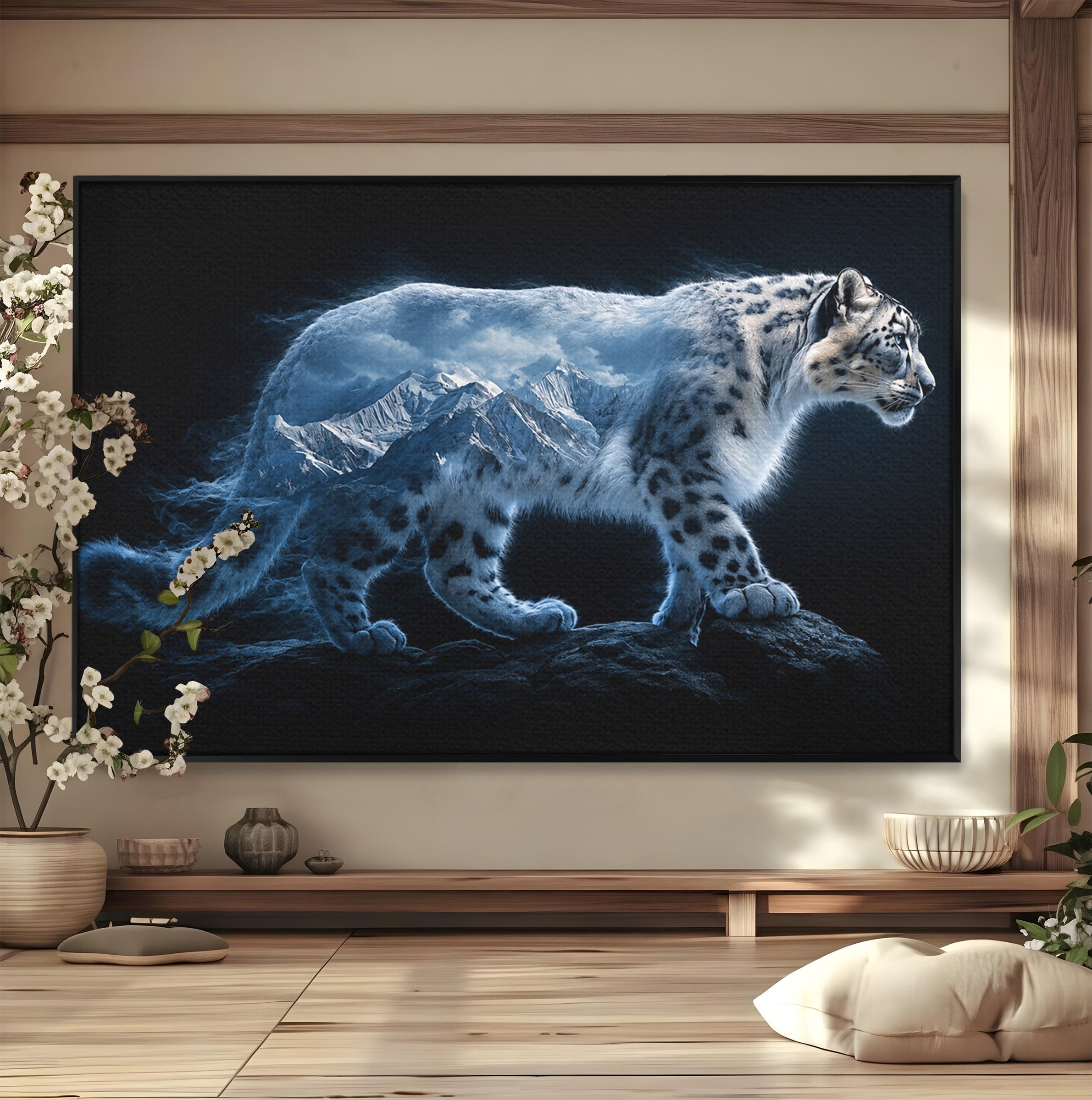 Tablou Canvas Premium LuxCanva® M1649, Pantera Zapezii, Pantera, Munti, Natura, Animale, Dormitor, Culori Vibrante