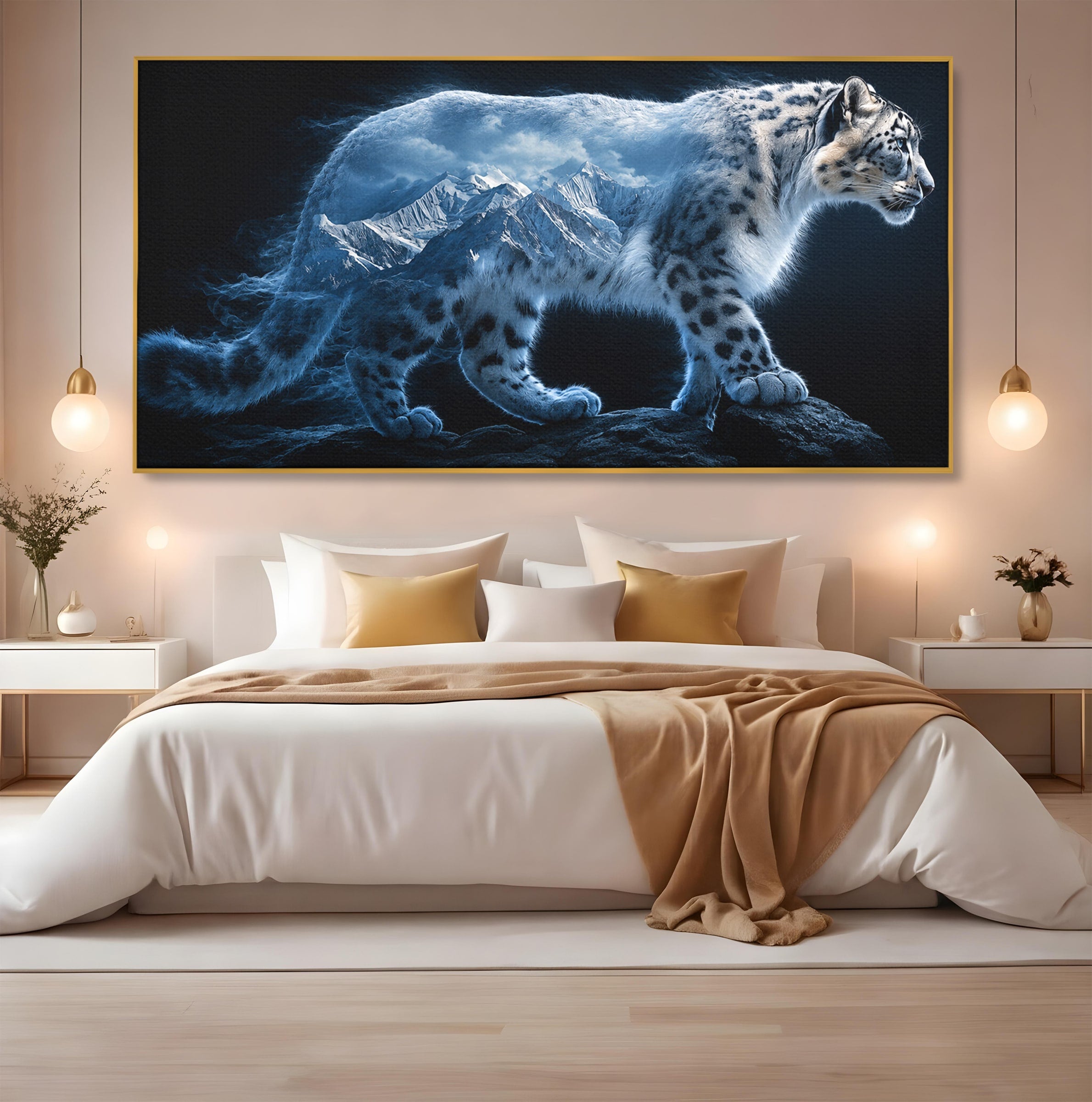 Tablou Canvas Premium LuxCanva® M1649, Pantera Zapezii, Pantera, Munti, Natura, Animale, Dormitor, Culori Vibrante