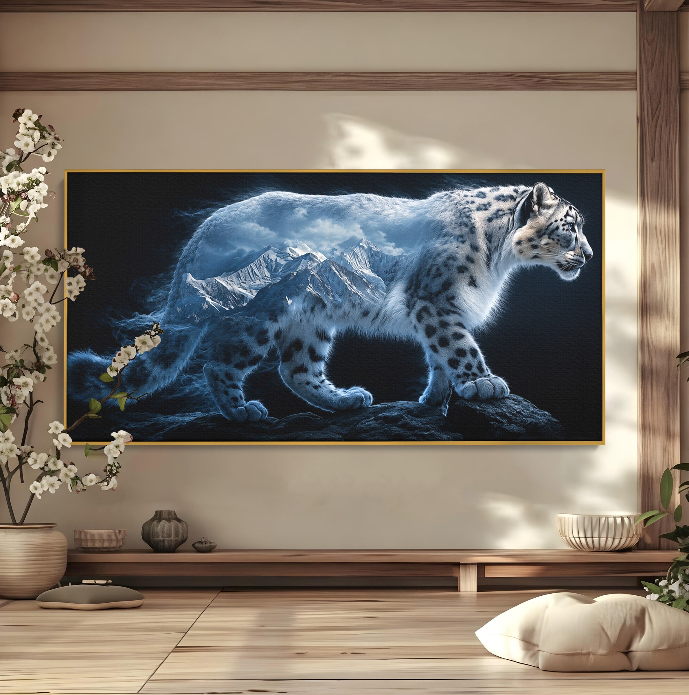 Tablou Canvas Premium LuxCanva® M1649, Pantera Zapezii, Pantera, Munti, Natura, Animale, Dormitor, Culori Vibrante
