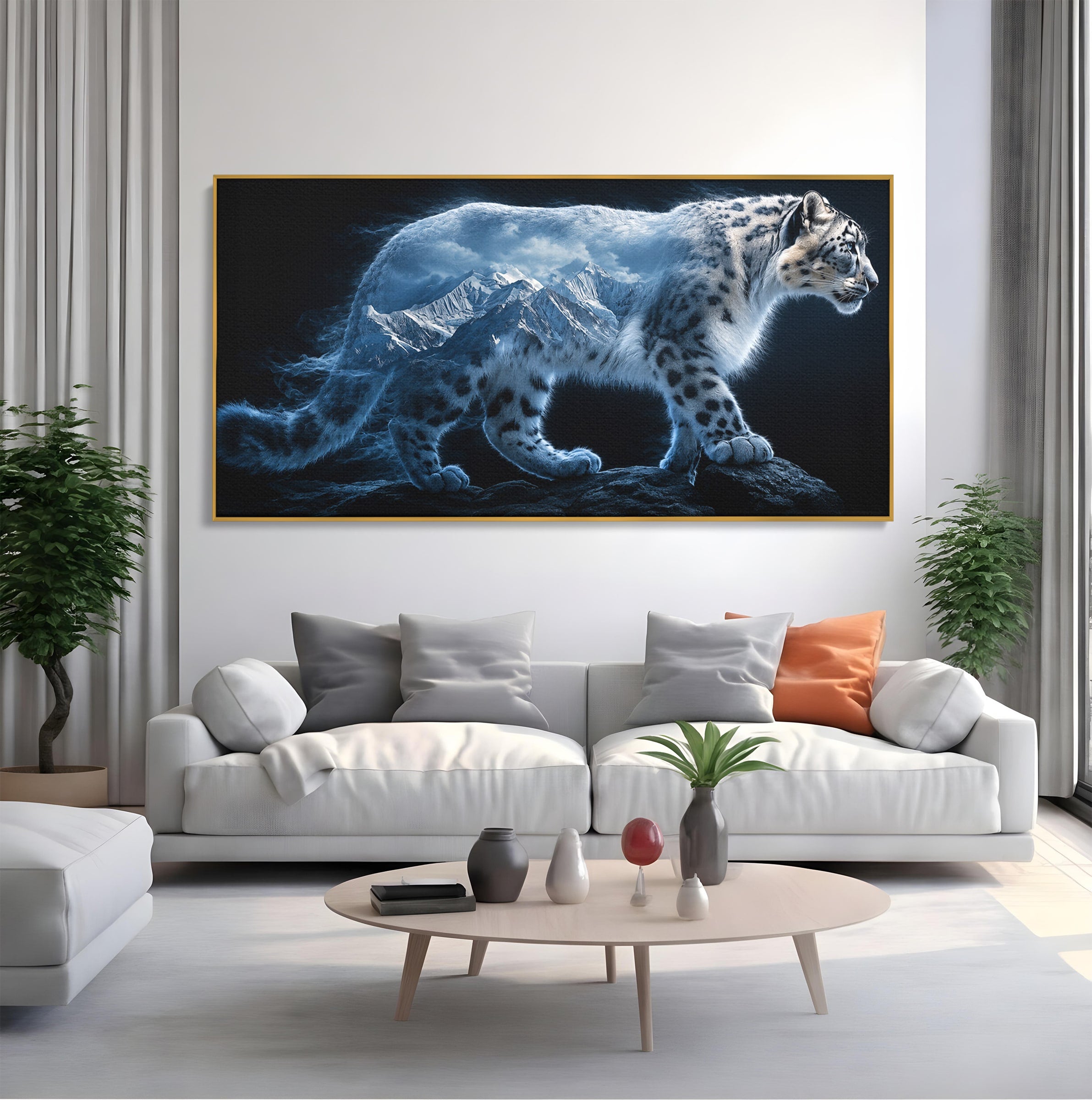 Tablou Canvas Premium LuxCanva® M1649, Pantera Zapezii, Pantera, Munti, Natura, Animale, Dormitor, Culori Vibrante